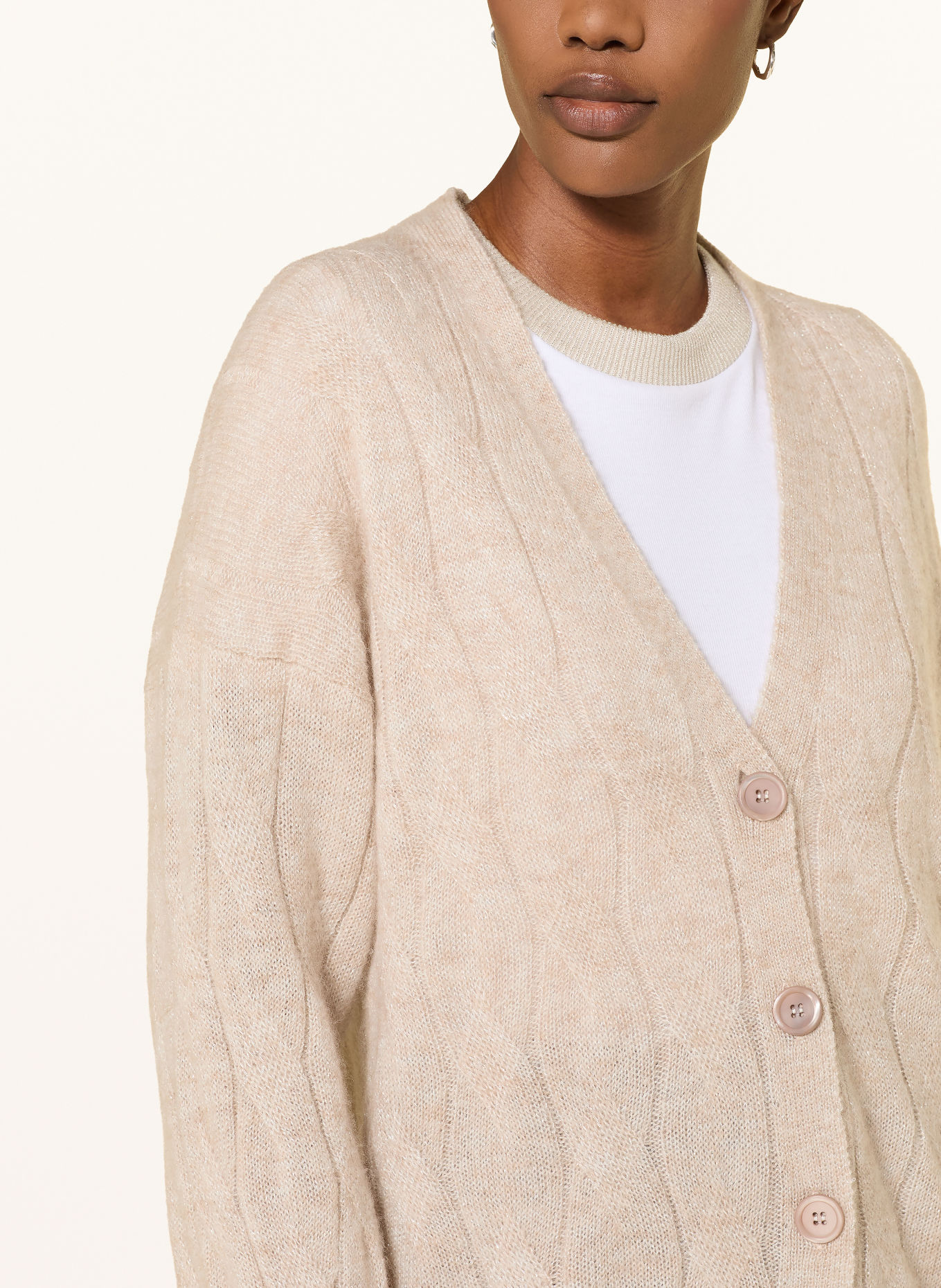 PESERICO Gilet en alpaga et fil pailleté: BEIGE