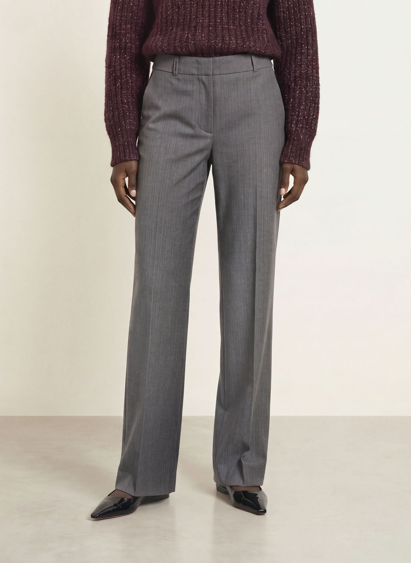 PESERICO Marlenehose aus Flanell: GRAU