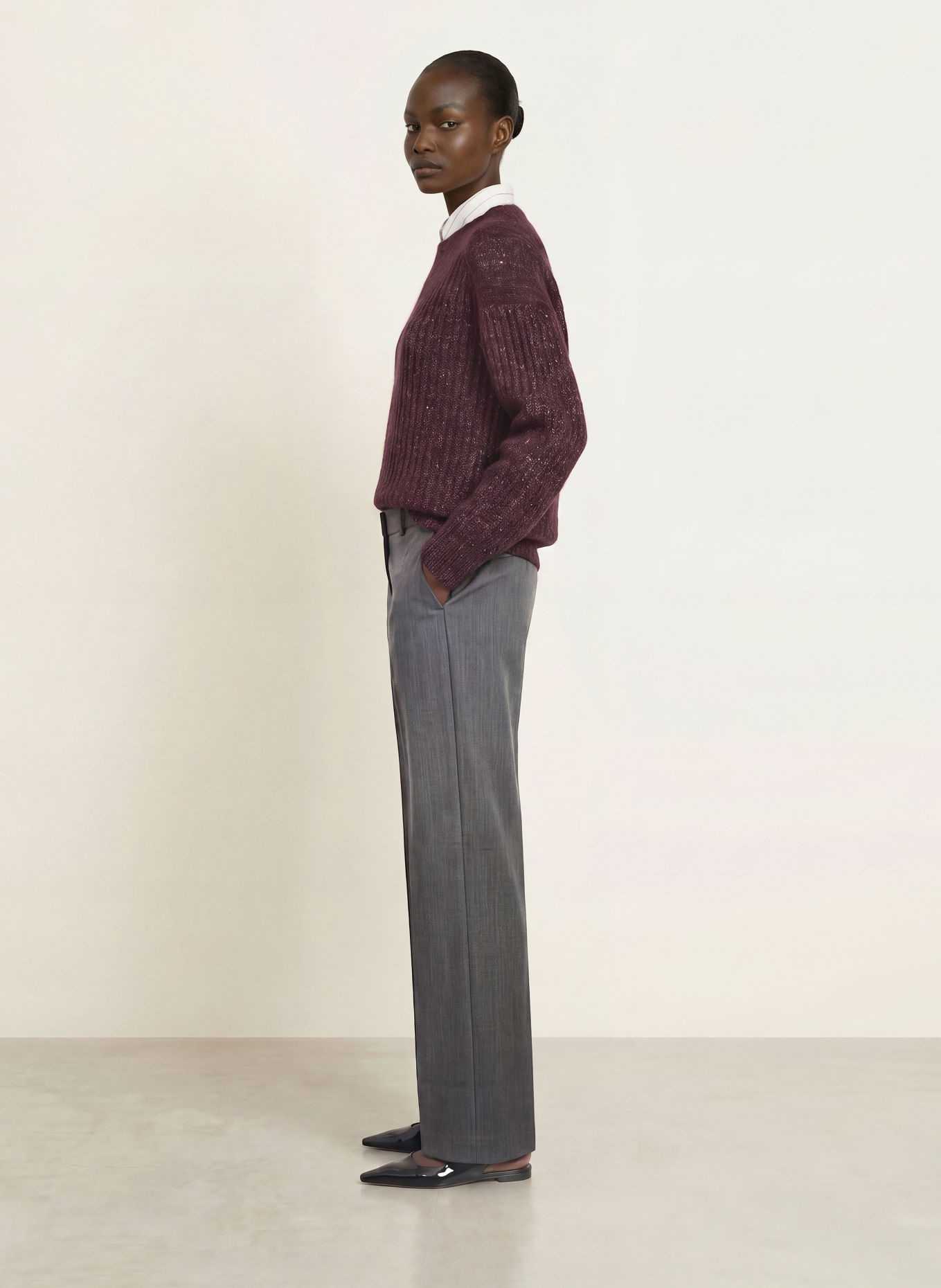 PESERICO Marlenehose aus Flanell: GRAU