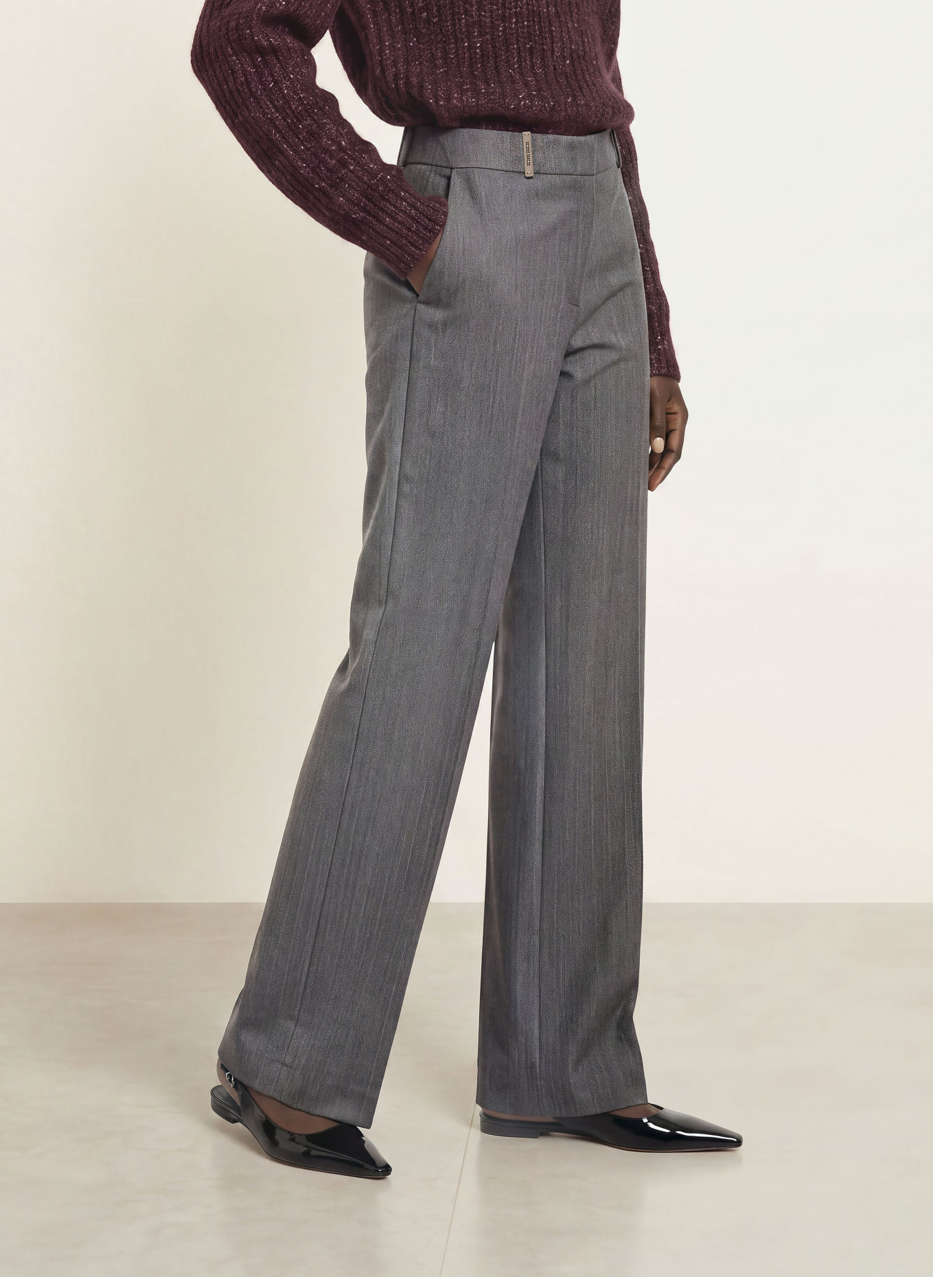 PESERICO Marlenehose aus Flanell: GRAU