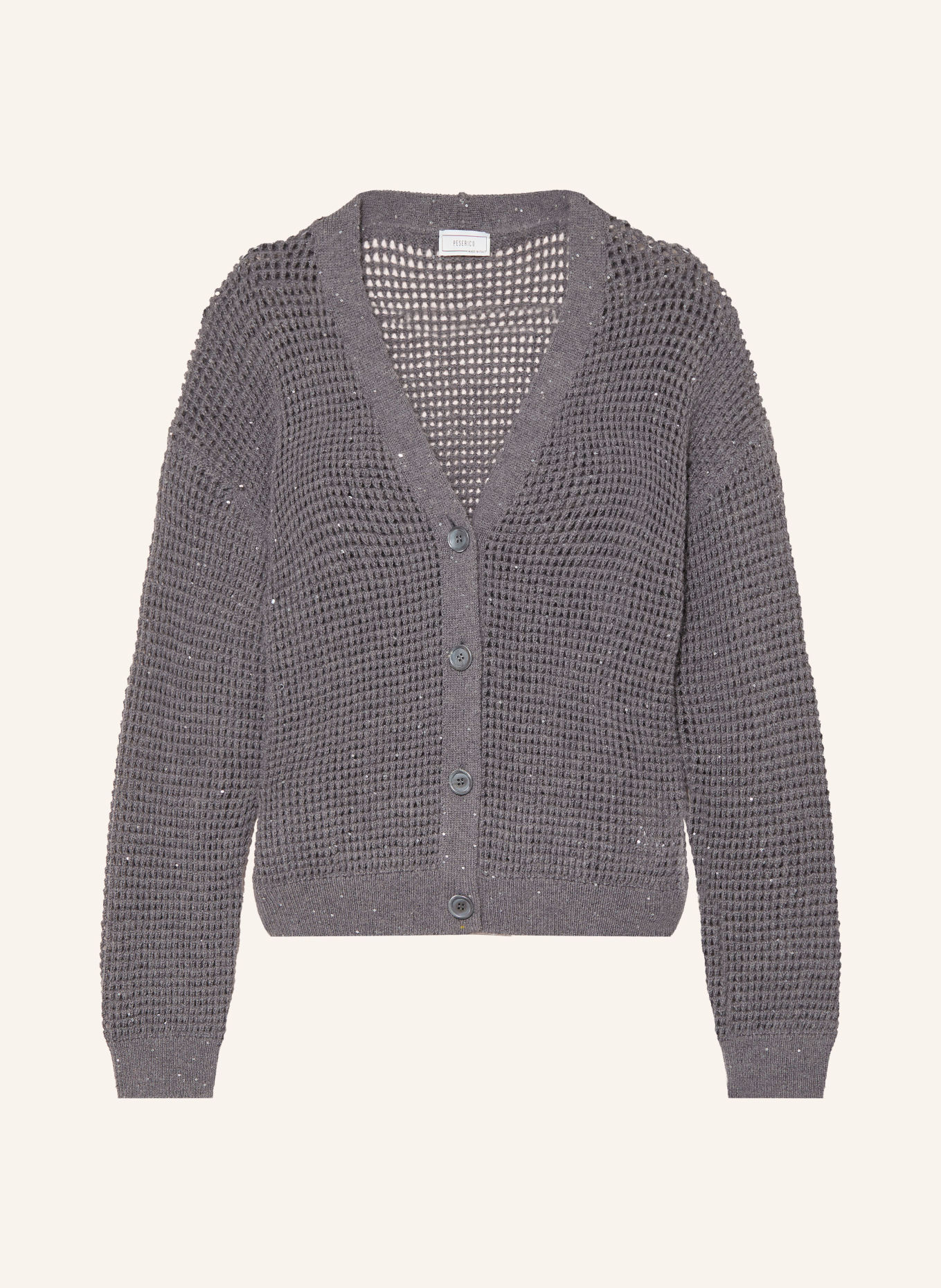 PESERICO Strickjacke mit Pailletten: GRAU
