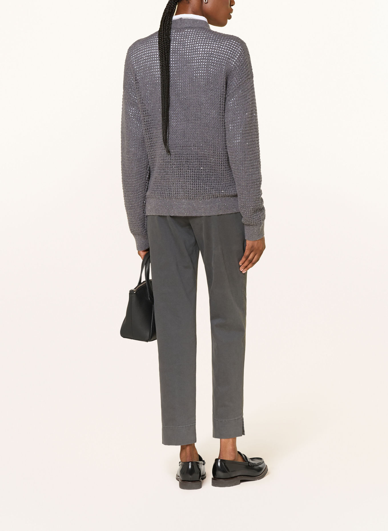 PESERICO Strickjacke mit Pailletten: GRAU