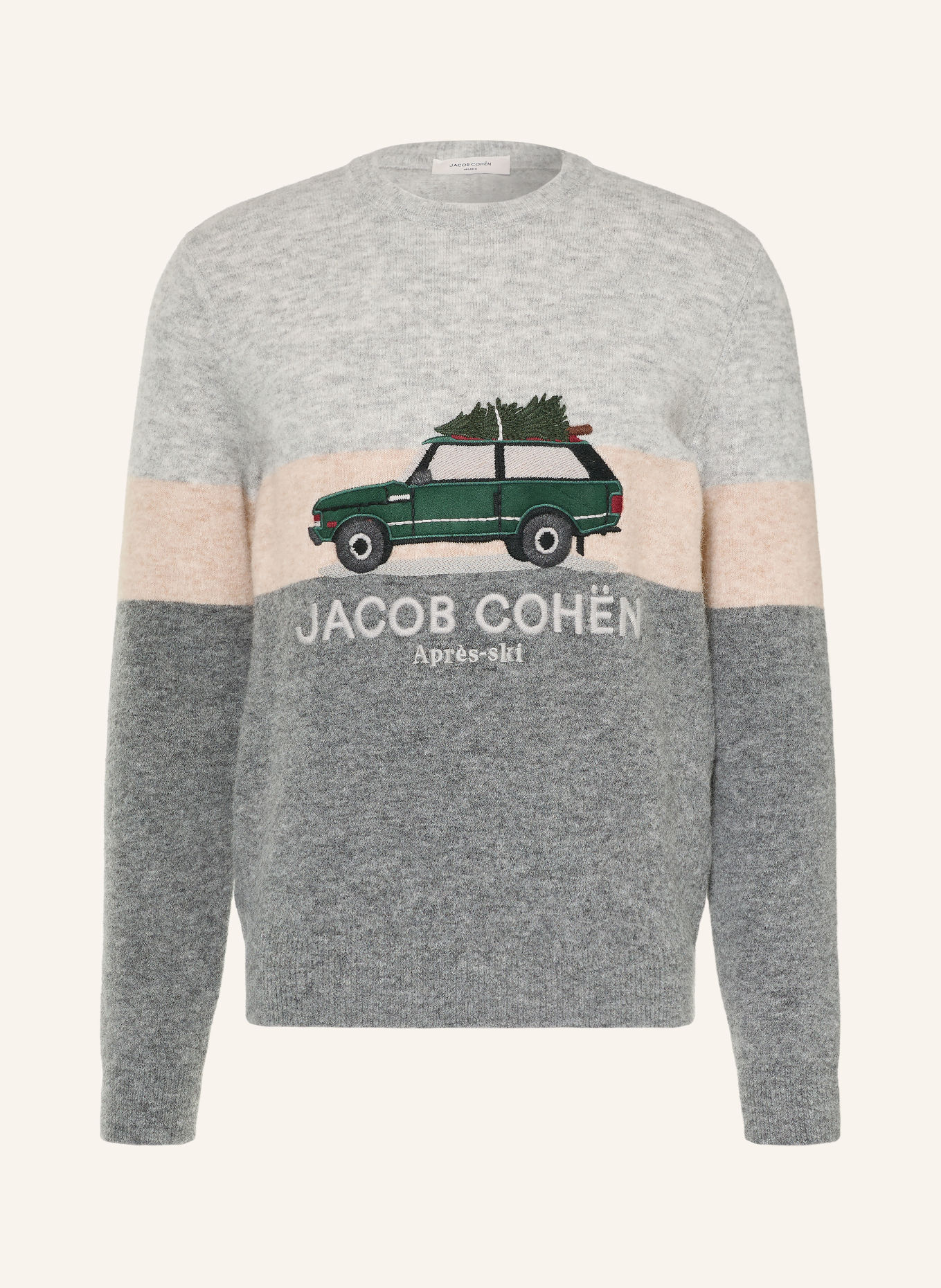 JACOB COHEN Pullover mit Alpaka: GRAU / BEIGE / DUNKELGRÜN