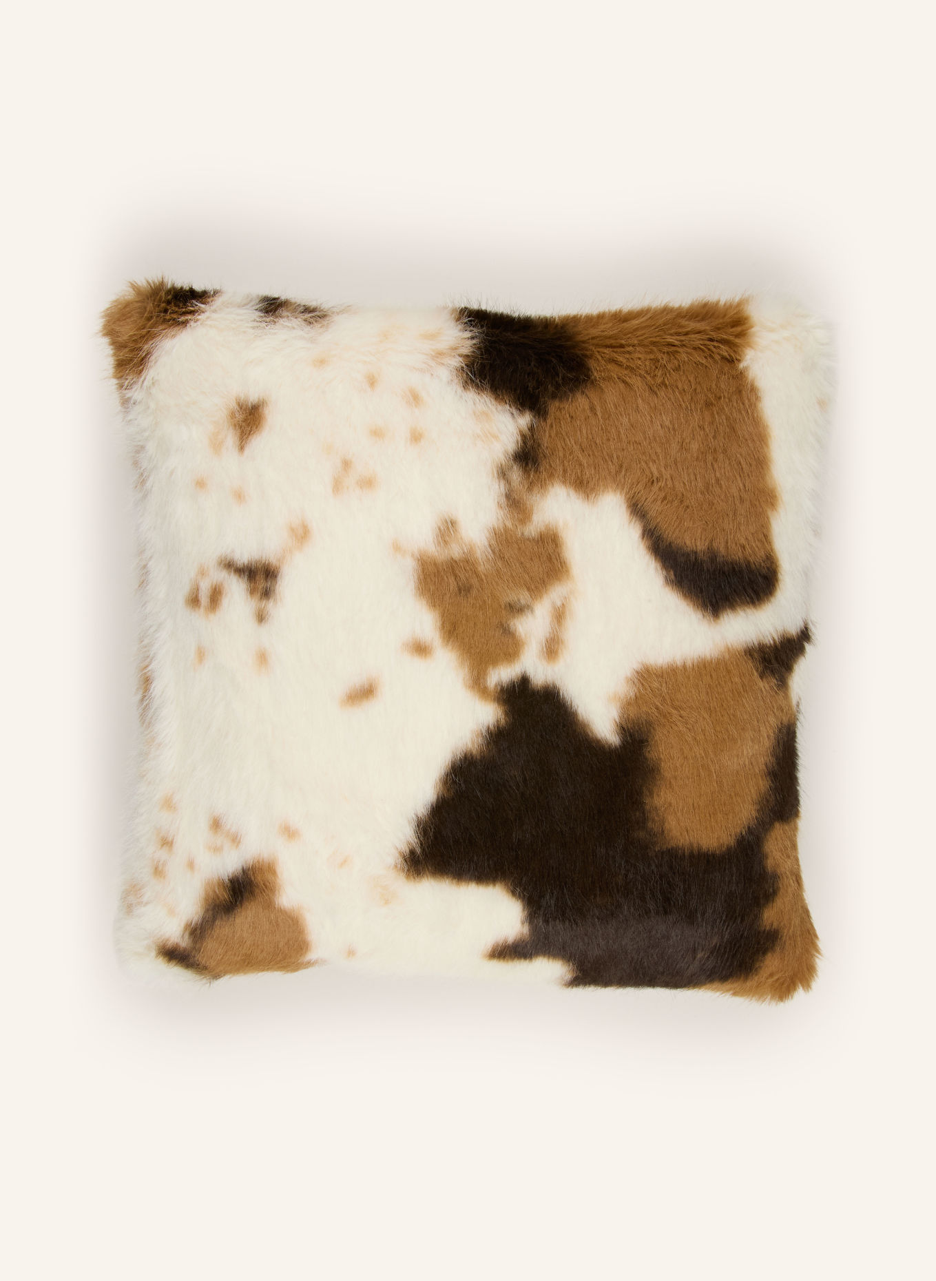 EB HOME Sierkussenhoes met imitatiebont: BEIGE / MARRON FONCÉ / BRUIN