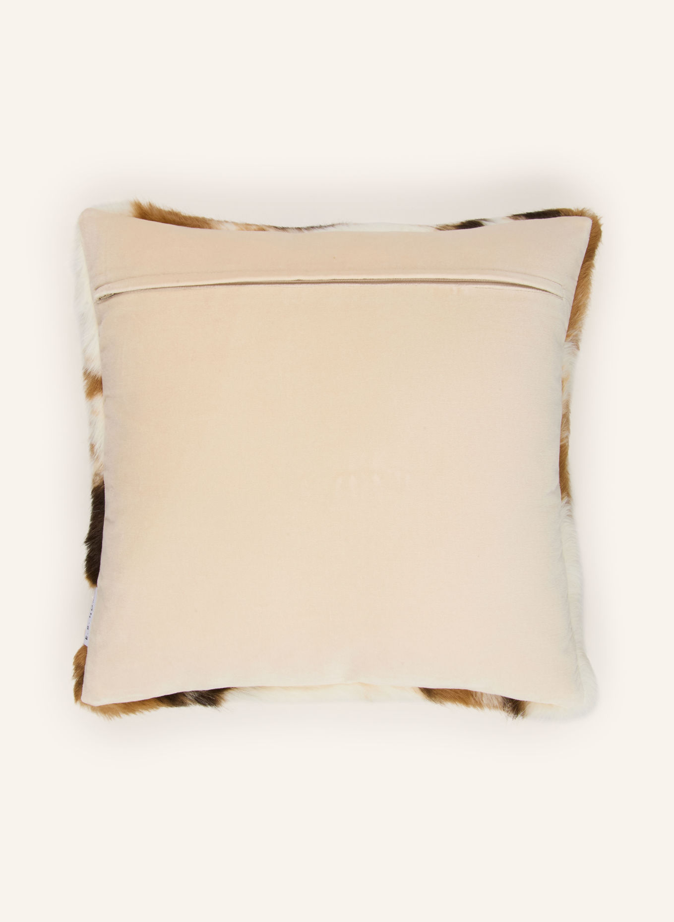 EB HOME Sierkussenhoes met imitatiebont: BEIGE / MARRON FONCÉ / BRUIN