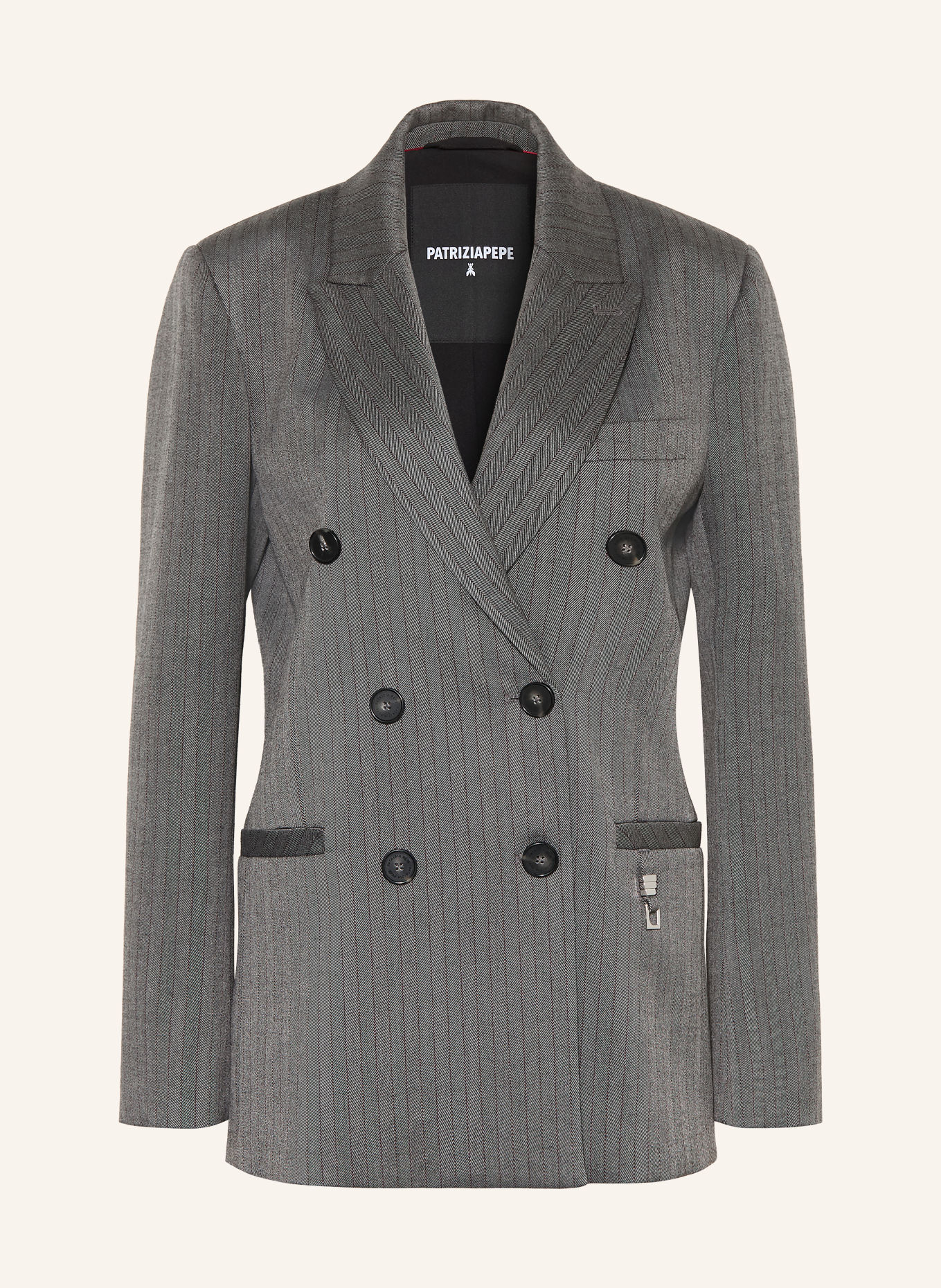 PATRIZIA PEPE Longblazer: DUNKELGRAU / SCHWARZ