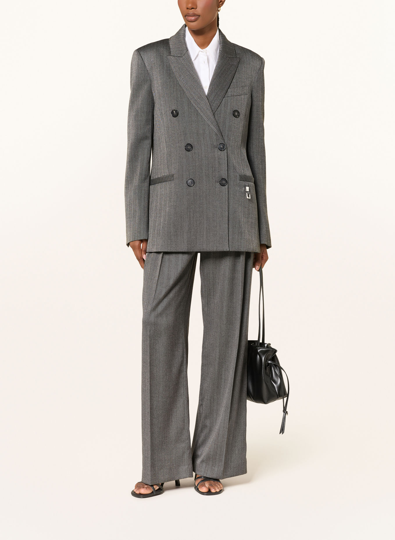 PATRIZIA PEPE Longblazer: DUNKELGRAU / SCHWARZ