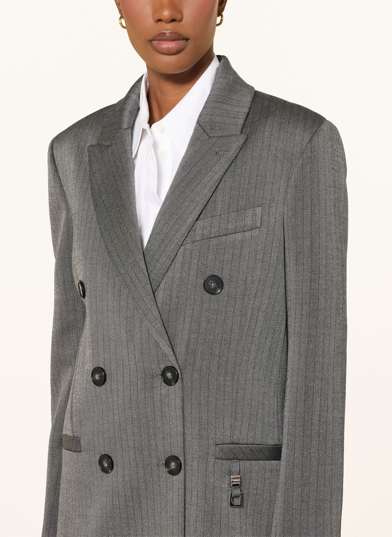 PATRIZIA PEPE Longblazer: DUNKELGRAU / SCHWARZ