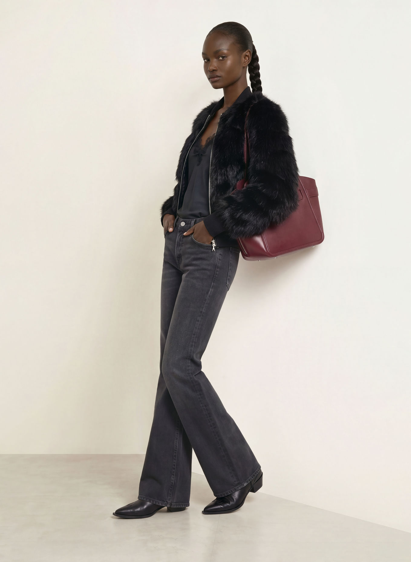 PATRIZIA PEPE Faux Fur Jacket: BLACK