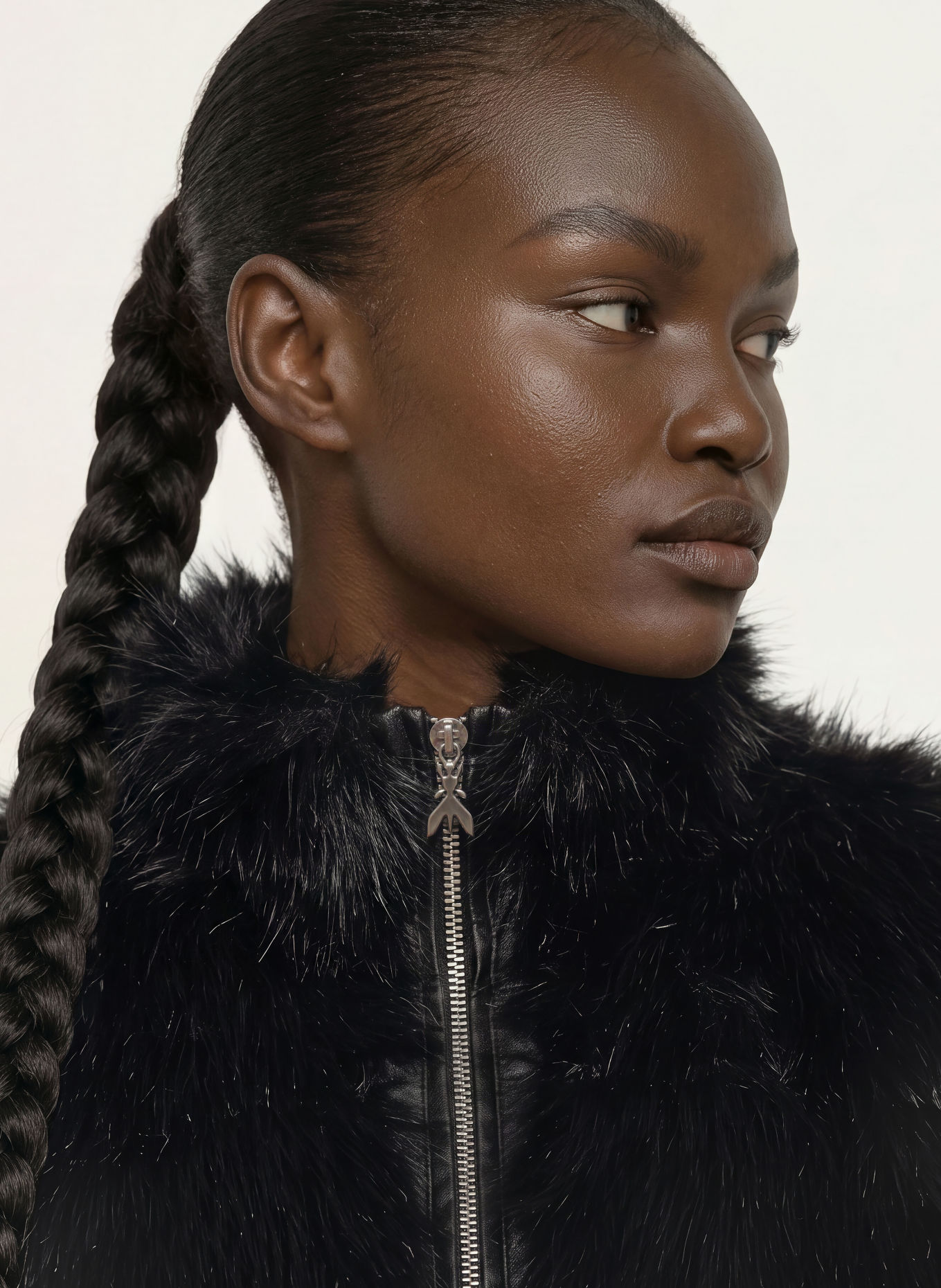 PATRIZIA PEPE Faux Fur Jacket: BLACK