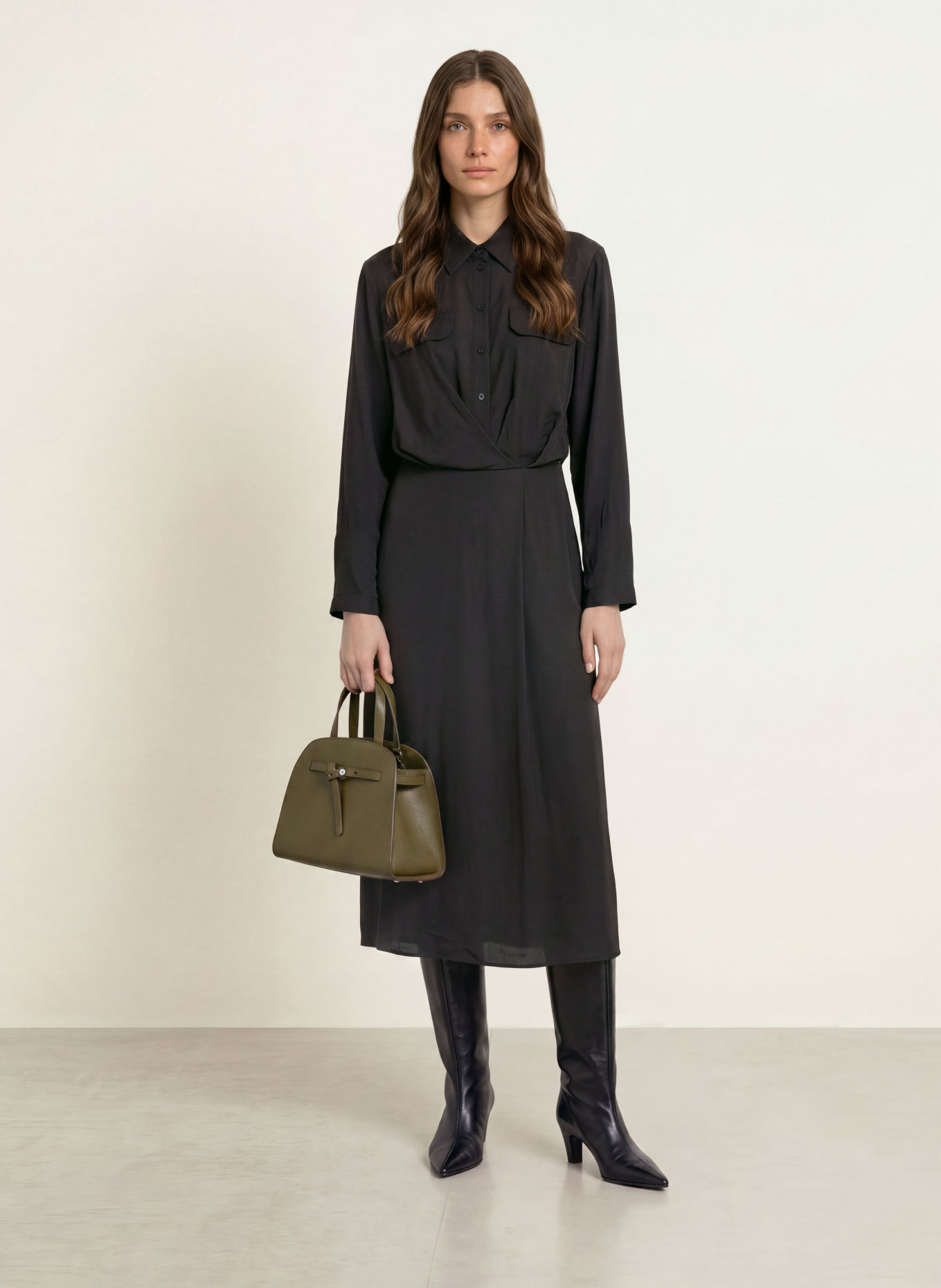 PATRIZIA PEPE Hemdblusenkleid: SCHWARZ