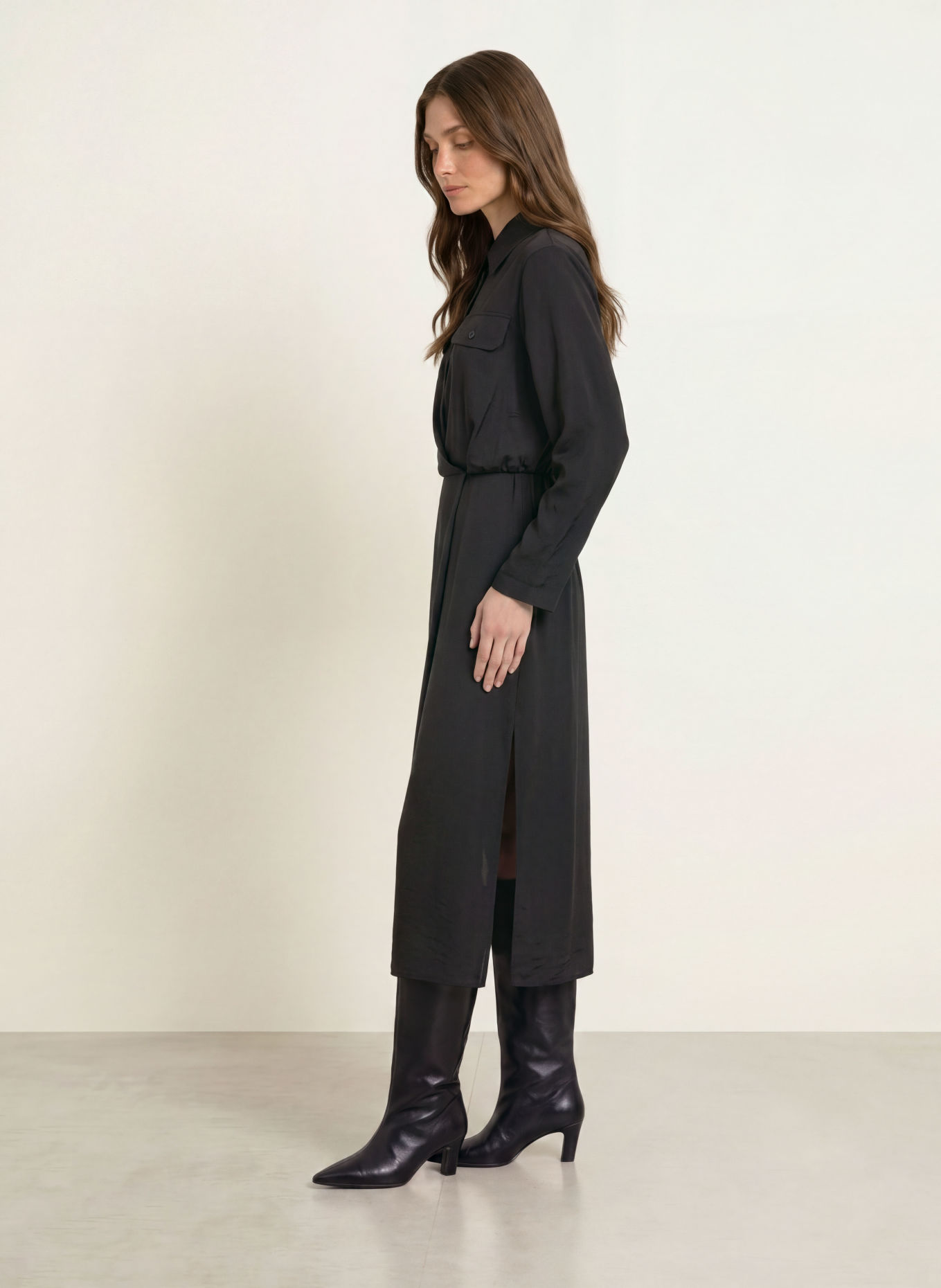 PATRIZIA PEPE Hemdblusenkleid: SCHWARZ