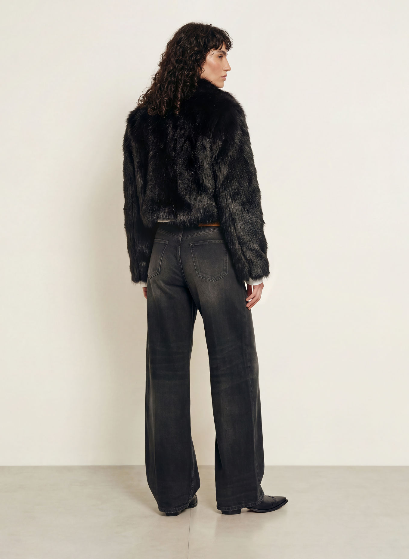 PATRIZIA PEPE Faux Fur Jacket: BLACK