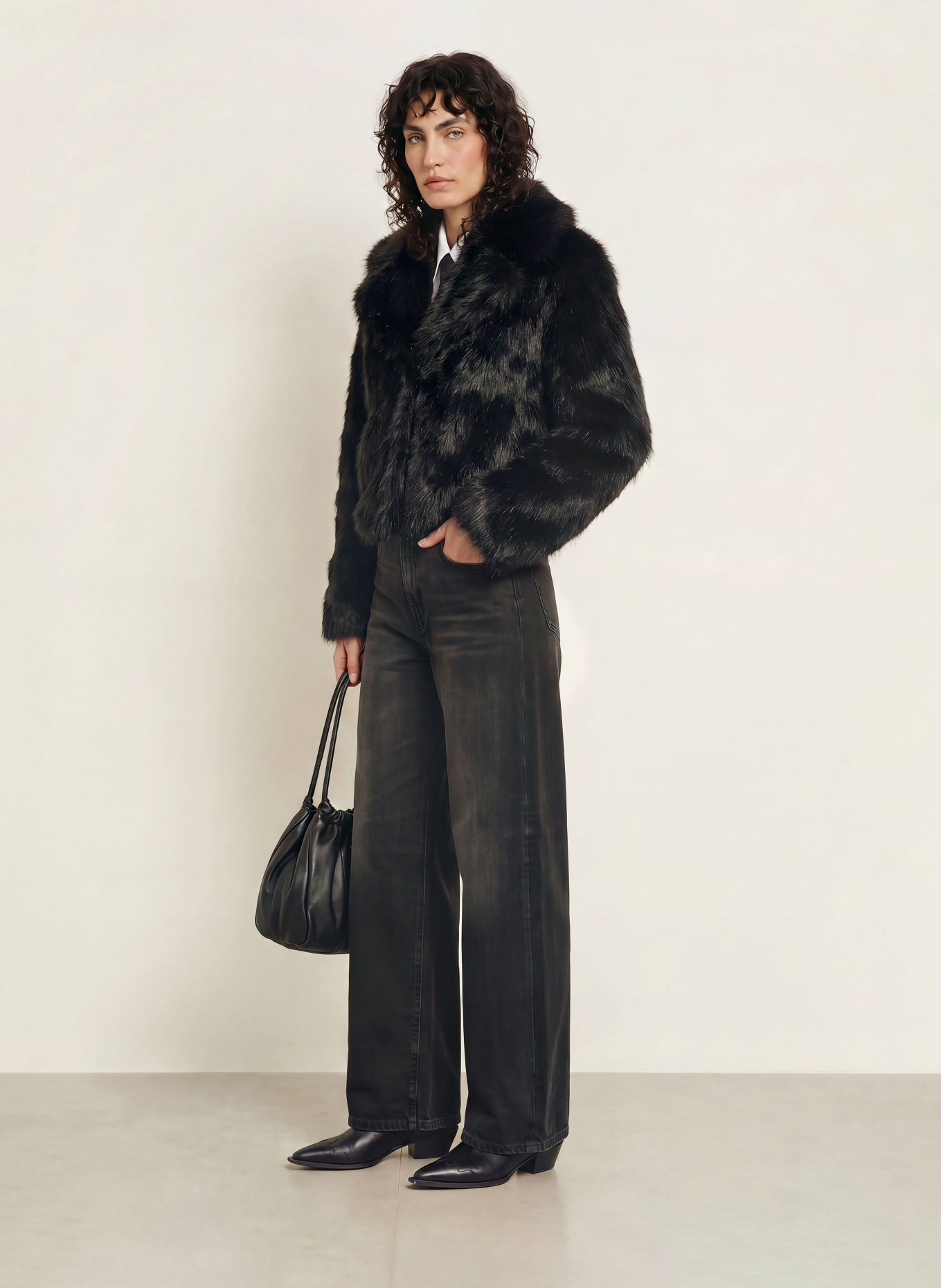 PATRIZIA PEPE Faux Fur Jacket: BLACK