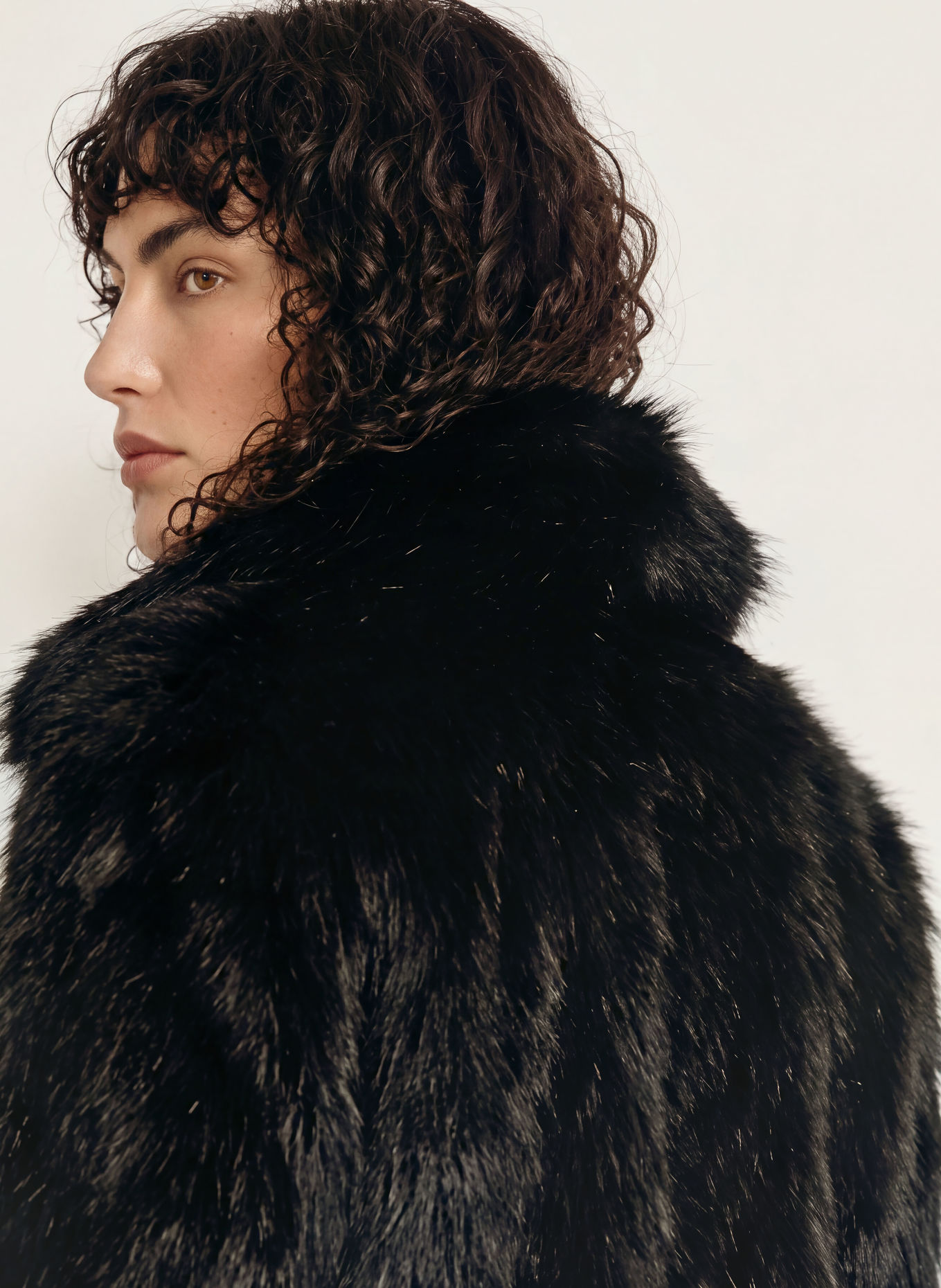 PATRIZIA PEPE Faux Fur Jacket: BLACK