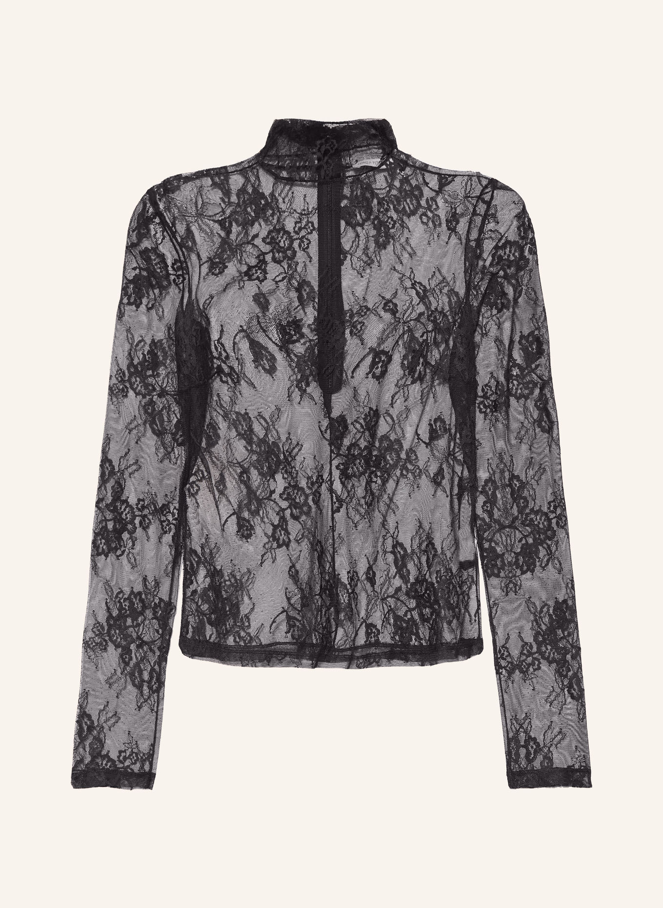 PATRIZIA PEPE Long-sleeve shirt with lace detail: BLACK
