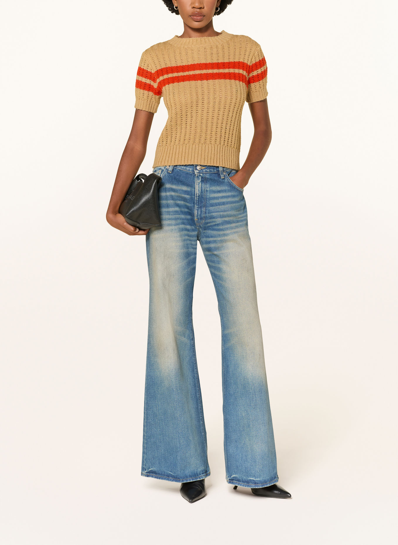 PATRIZIA PEPE Gebreid shirt: BEIGE / ROOD