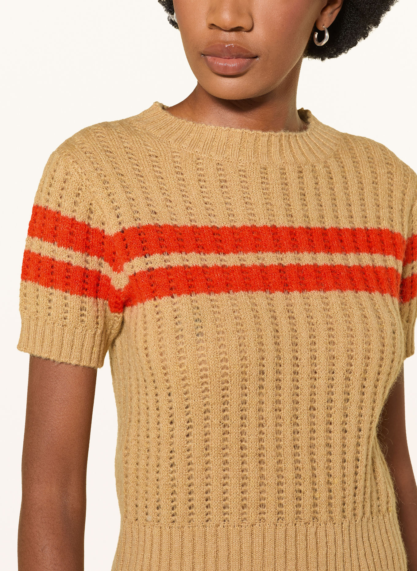 PATRIZIA PEPE Gebreid shirt: BEIGE / ROOD