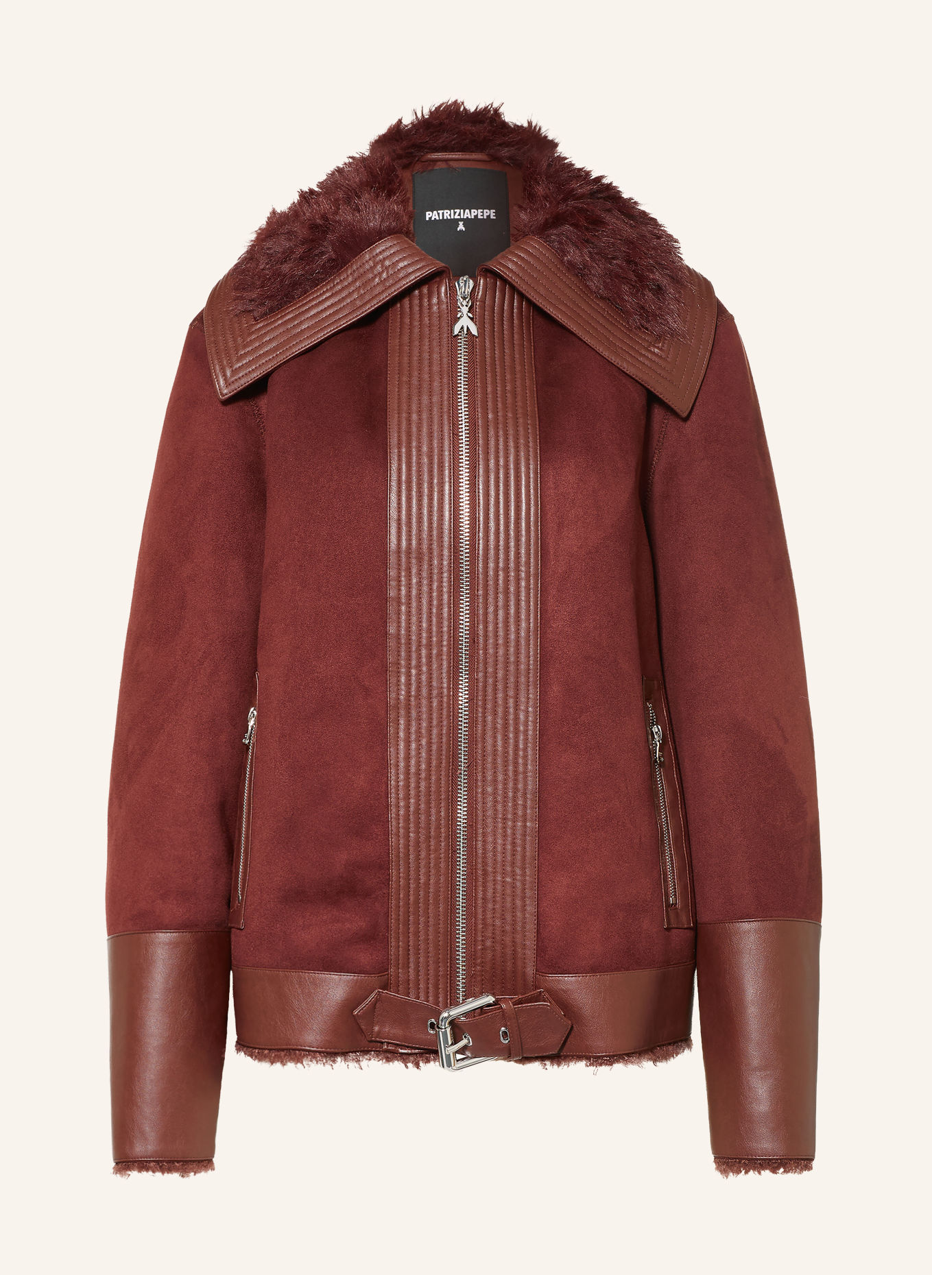 PATRIZIA PEPE Jacke mit Kunstfell: DUNKELROT