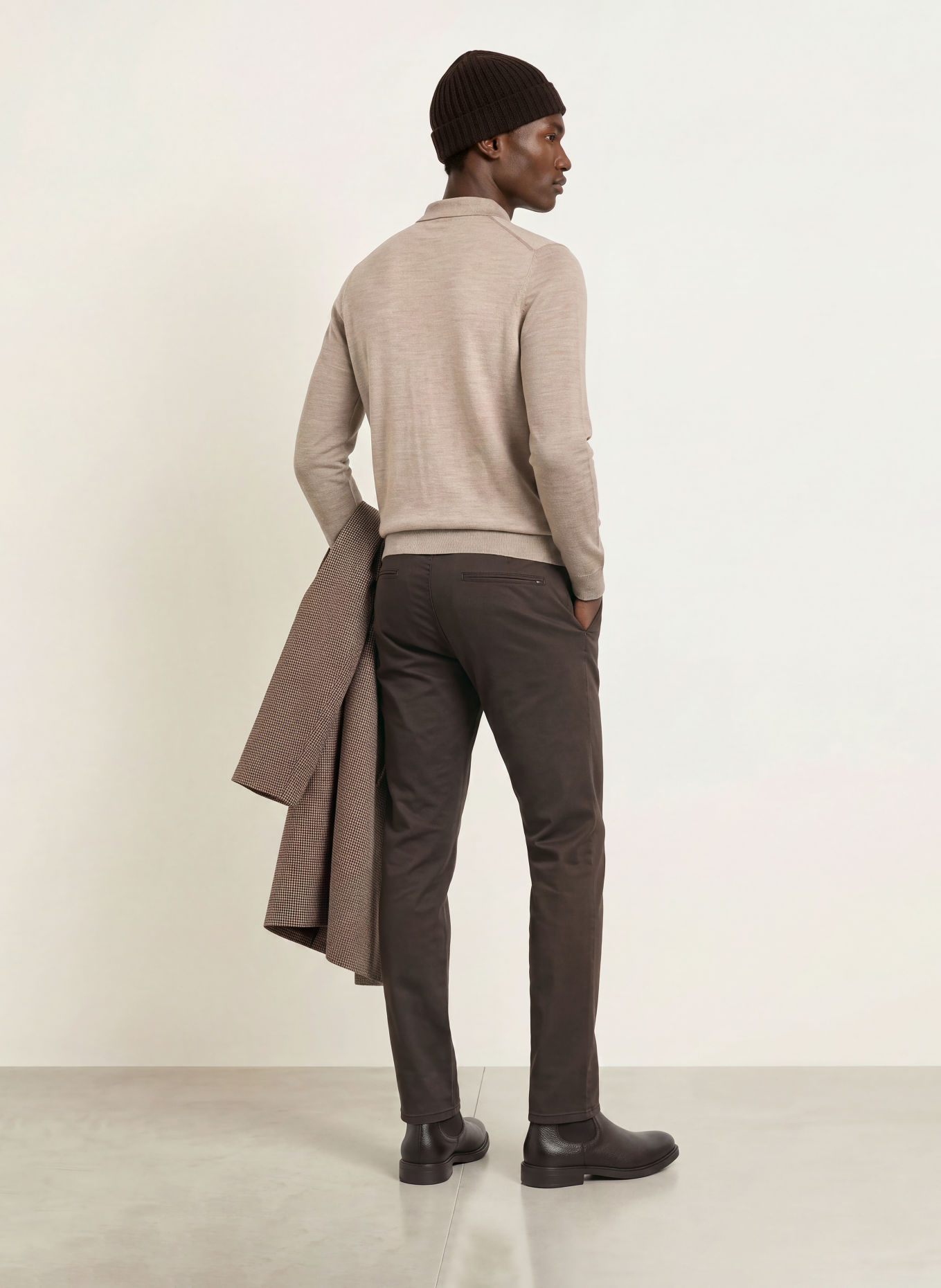 STROKESMAN'S Merinowool knit polo shirt: BEIGE