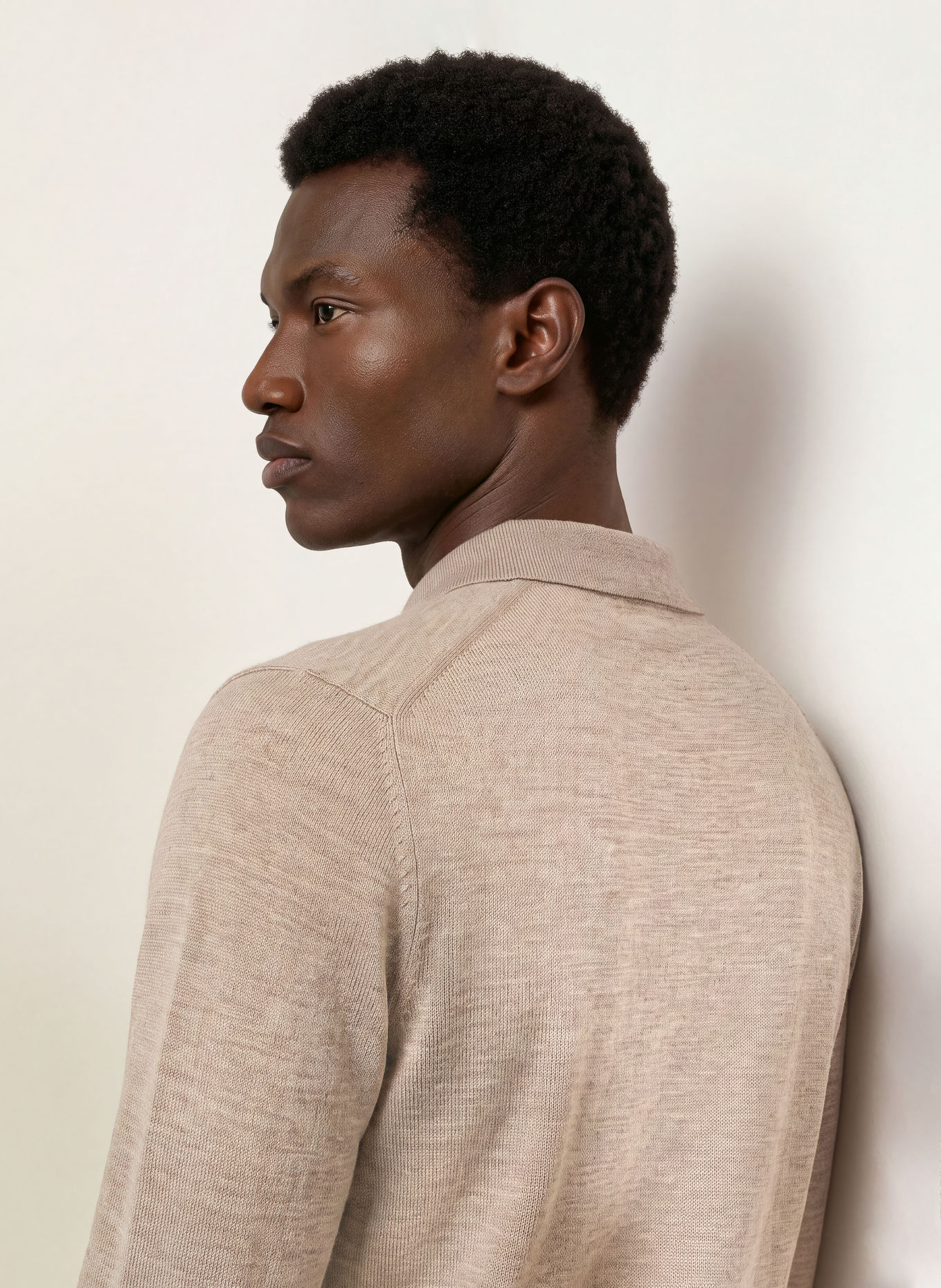 STROKESMAN'S Merinowool knit polo shirt: BEIGE