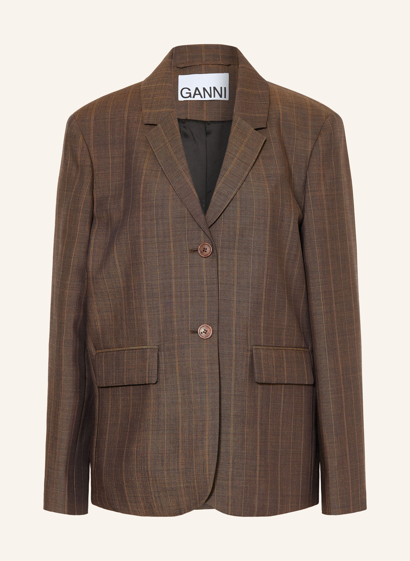 GANNI Blazer: DUNKELBRAUN / CAMEL