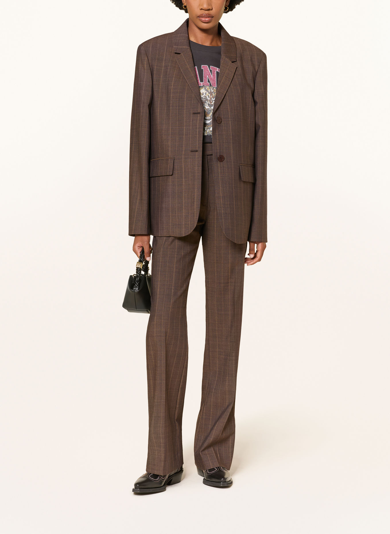 GANNI Blazer: DUNKELBRAUN / CAMEL