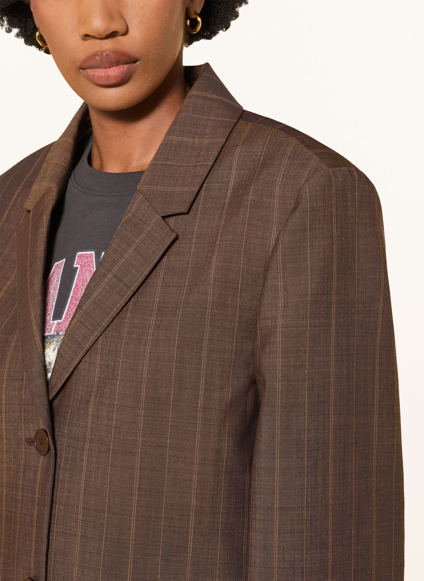 GANNI Blazer: DUNKELBRAUN / CAMEL