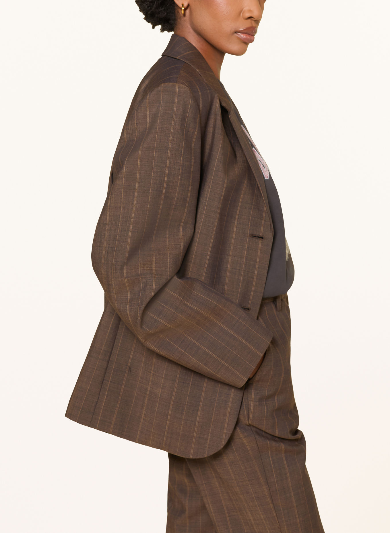 GANNI Blazer: DUNKELBRAUN / CAMEL