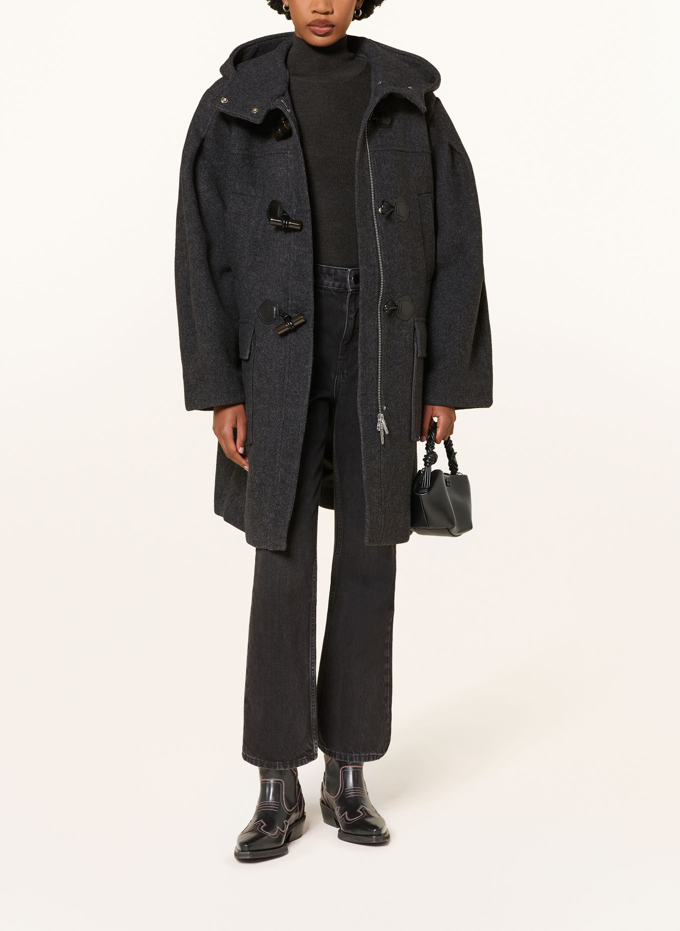 GANNI Dufflecoat: DUNKELGRAU