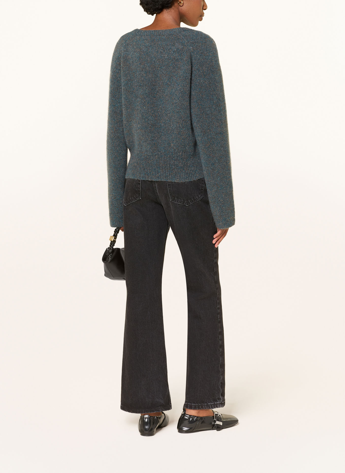 GANNI Trui met mohair: PETROL / DONKERGRIJS