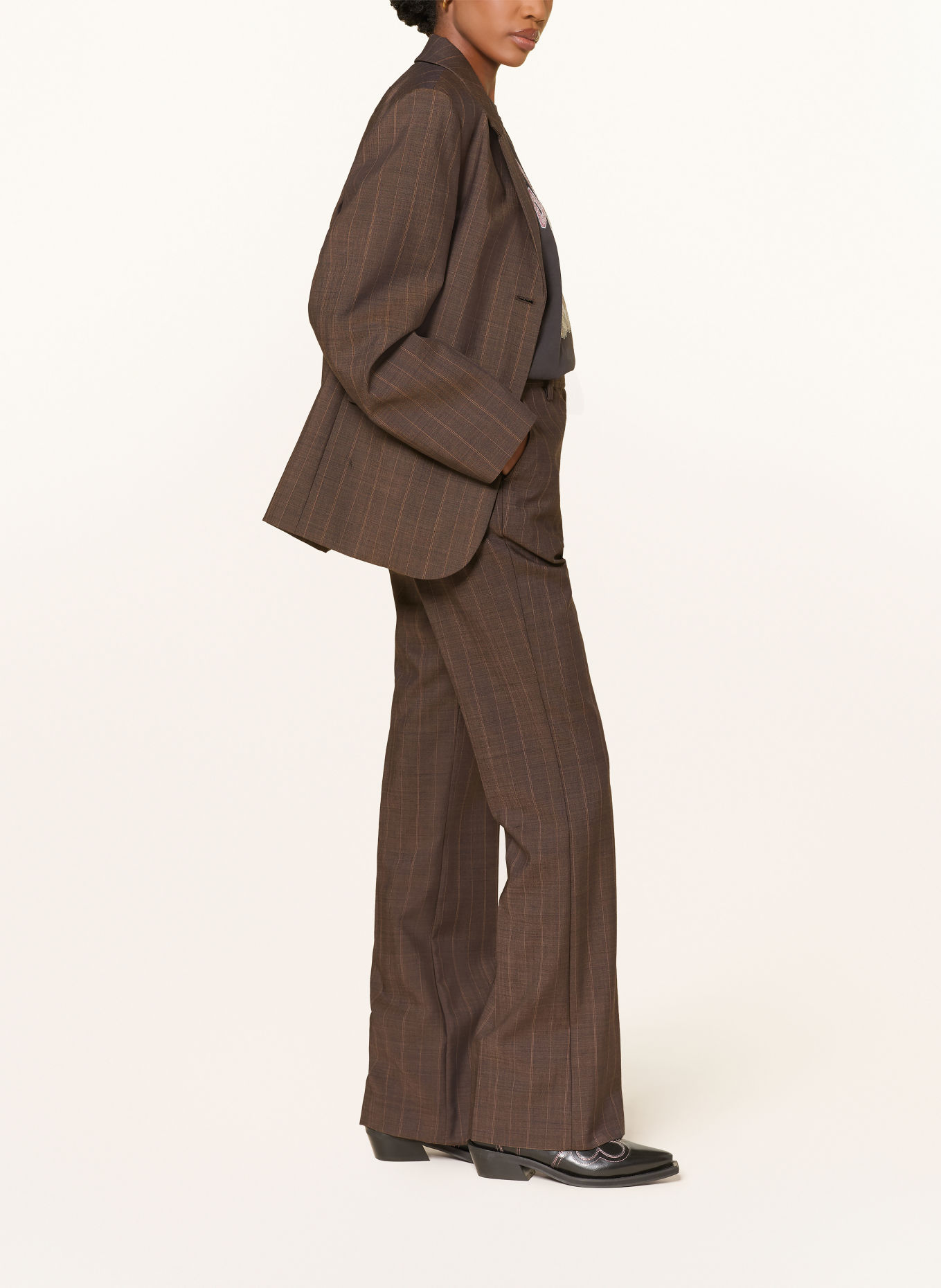 GANNI Marlenehose: DUNKELBRAUN / CAMEL