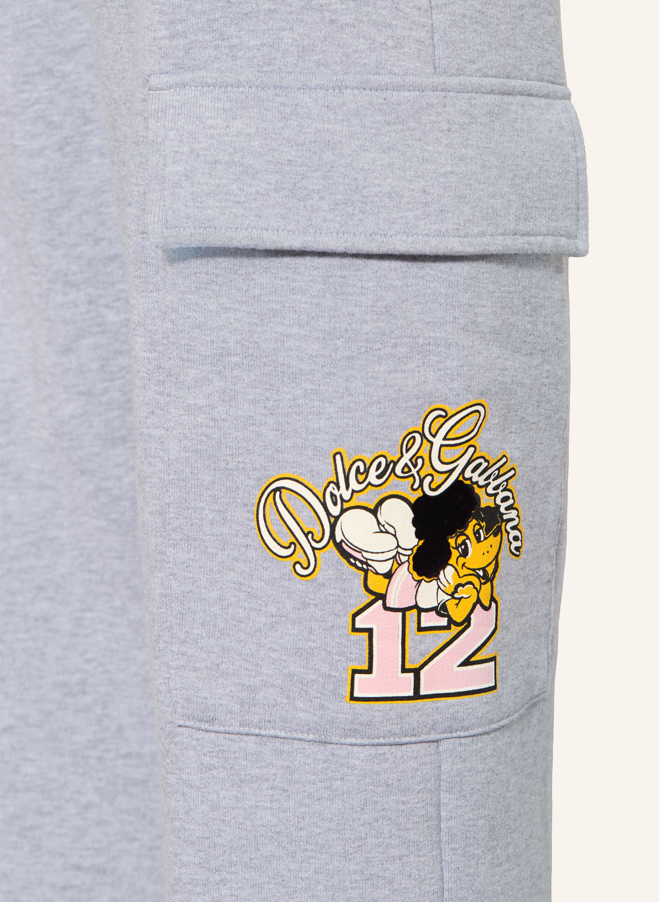 DOLCE & GABBANA Cargo-Sweatpants: HELLGRAU / PINK / DUNKELGELB