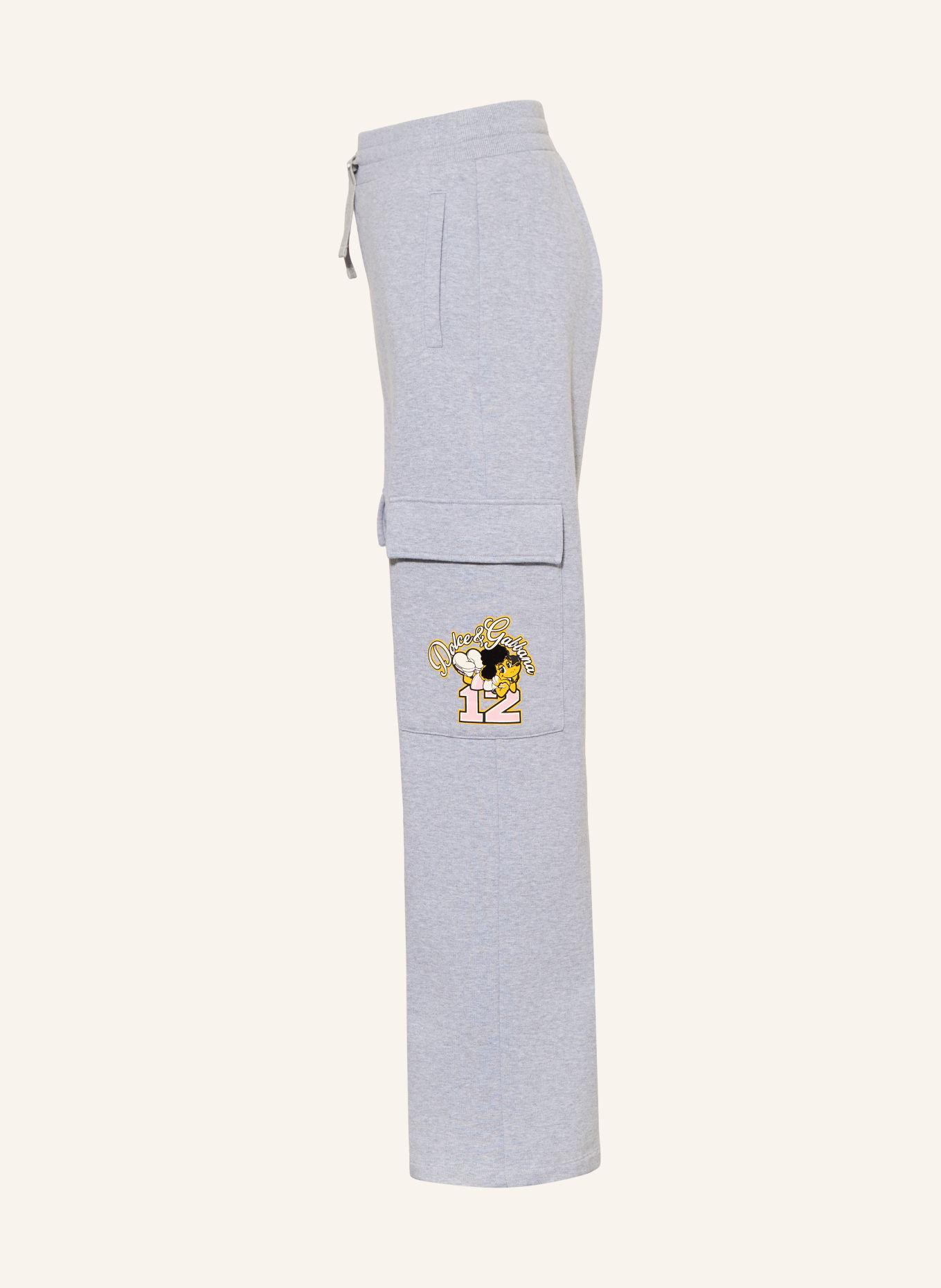 DOLCE & GABBANA Cargo-Sweatpants: HELLGRAU / PINK / DUNKELGELB