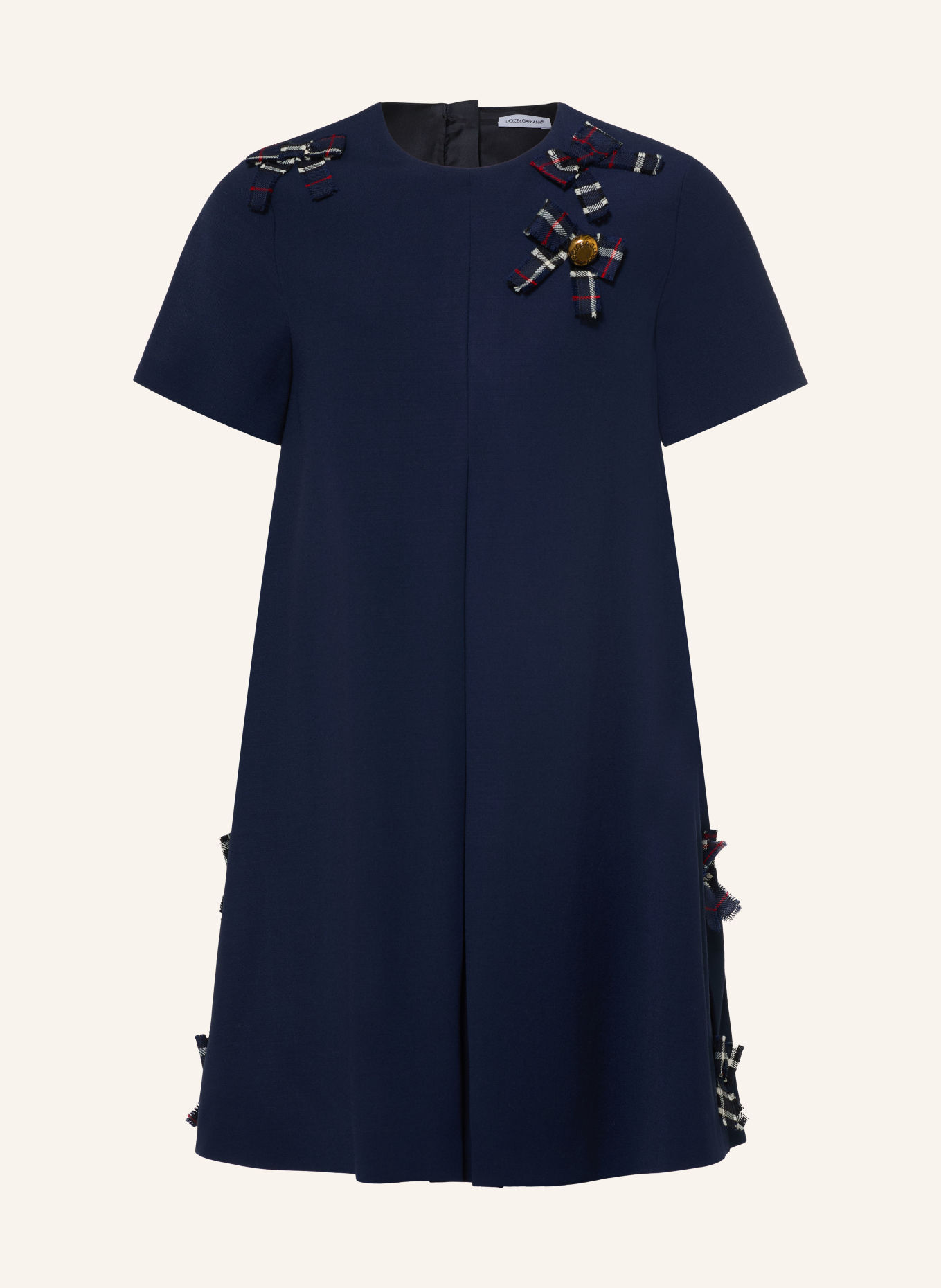 DOLCE & GABBANA Kleid: DUNKELBLAU / NEONROT / WEISS