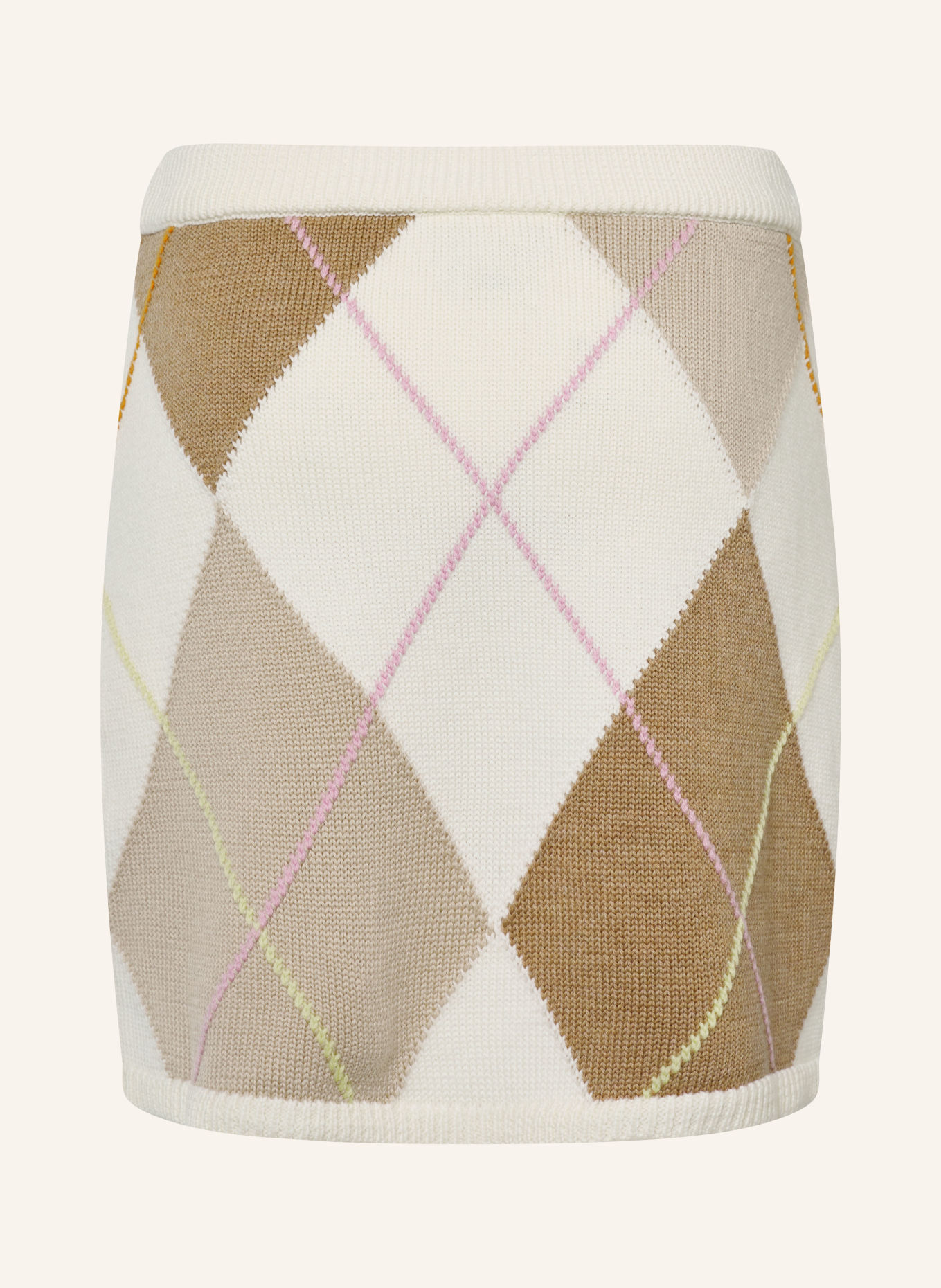 FENDI Strickrock: CREME / HELLBRAUN / HELLLILA