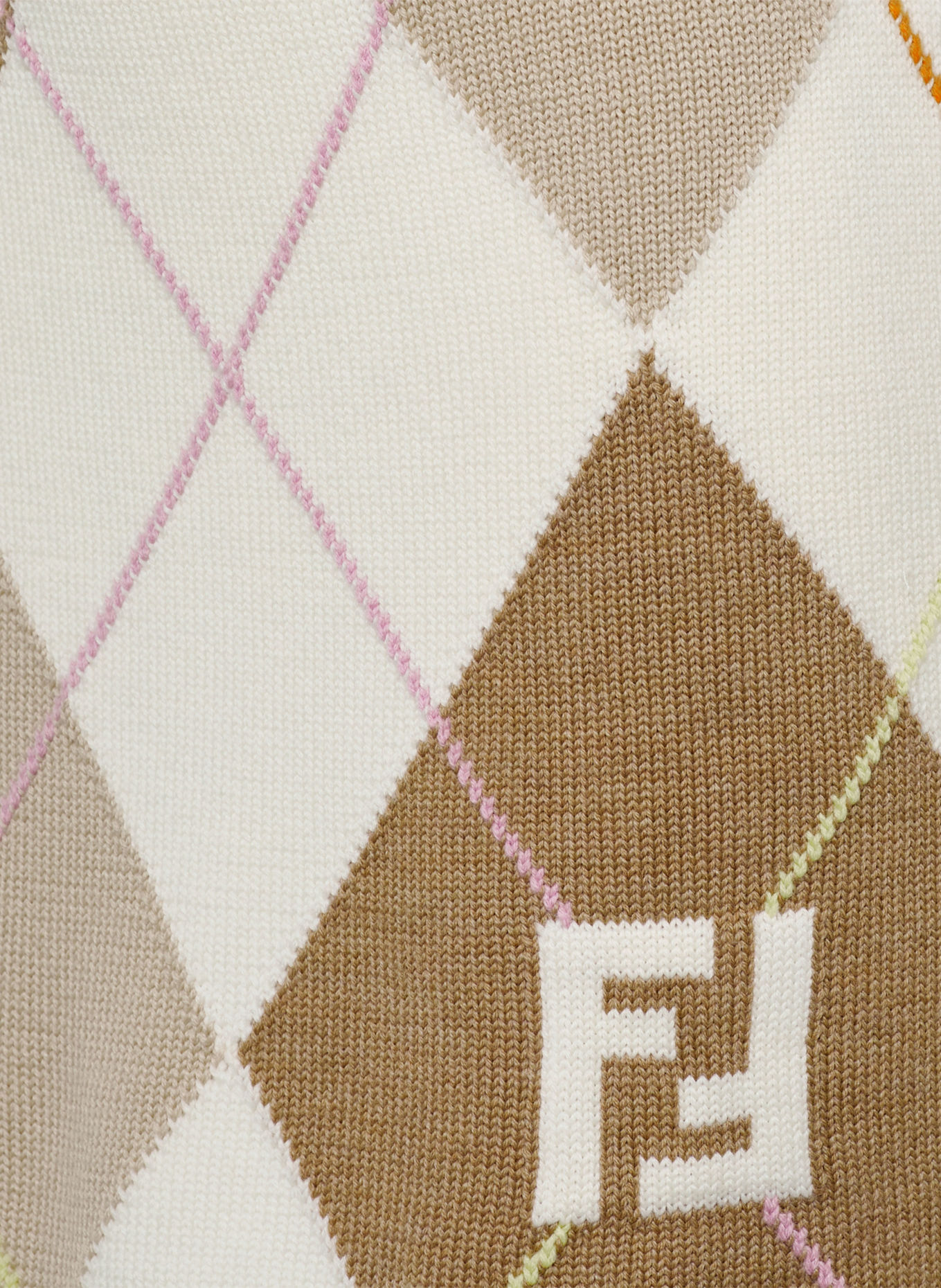 FENDI Strickrock: CREME / HELLBRAUN / HELLLILA