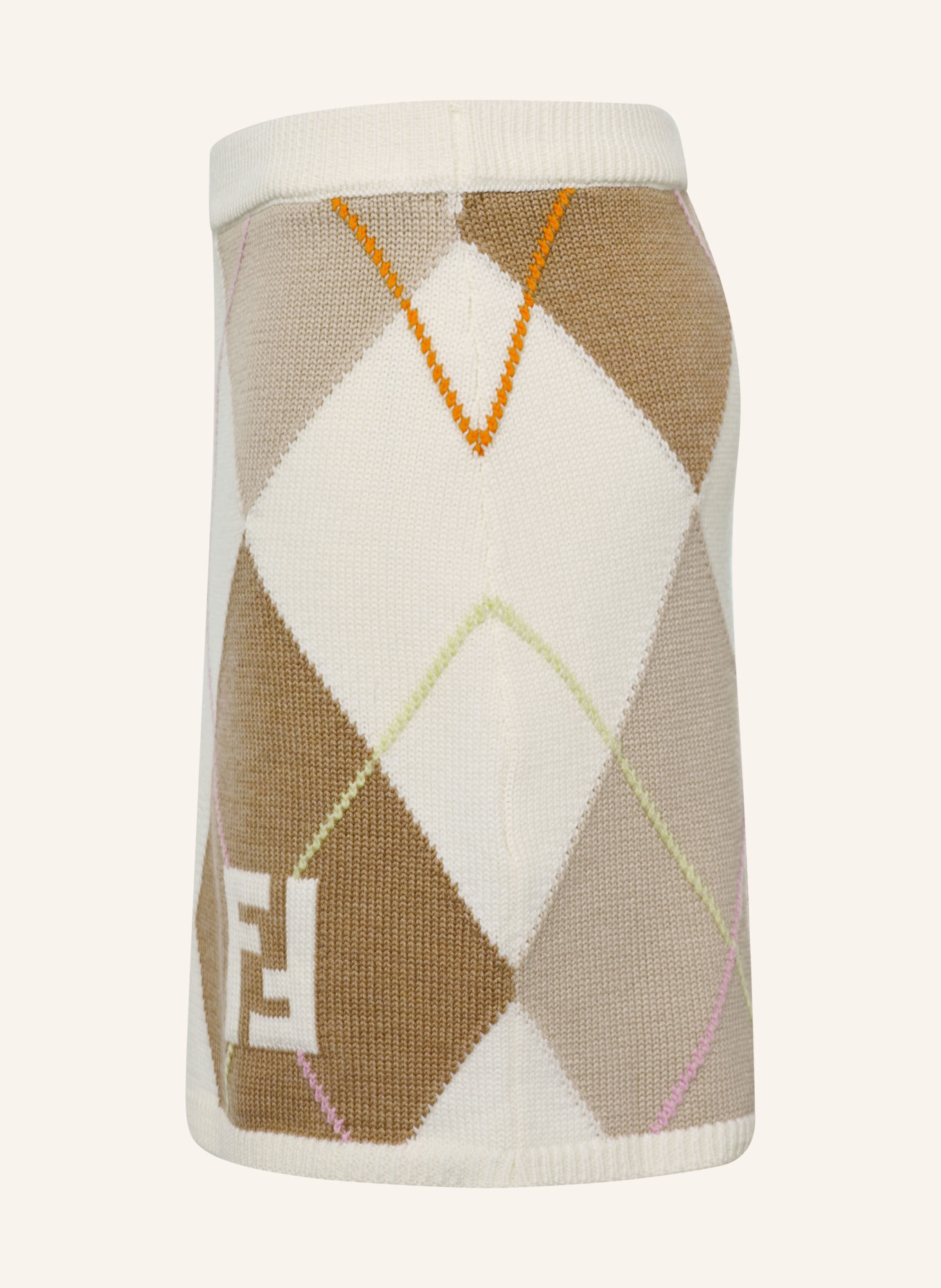 FENDI Strickrock: CREME / HELLBRAUN / HELLLILA