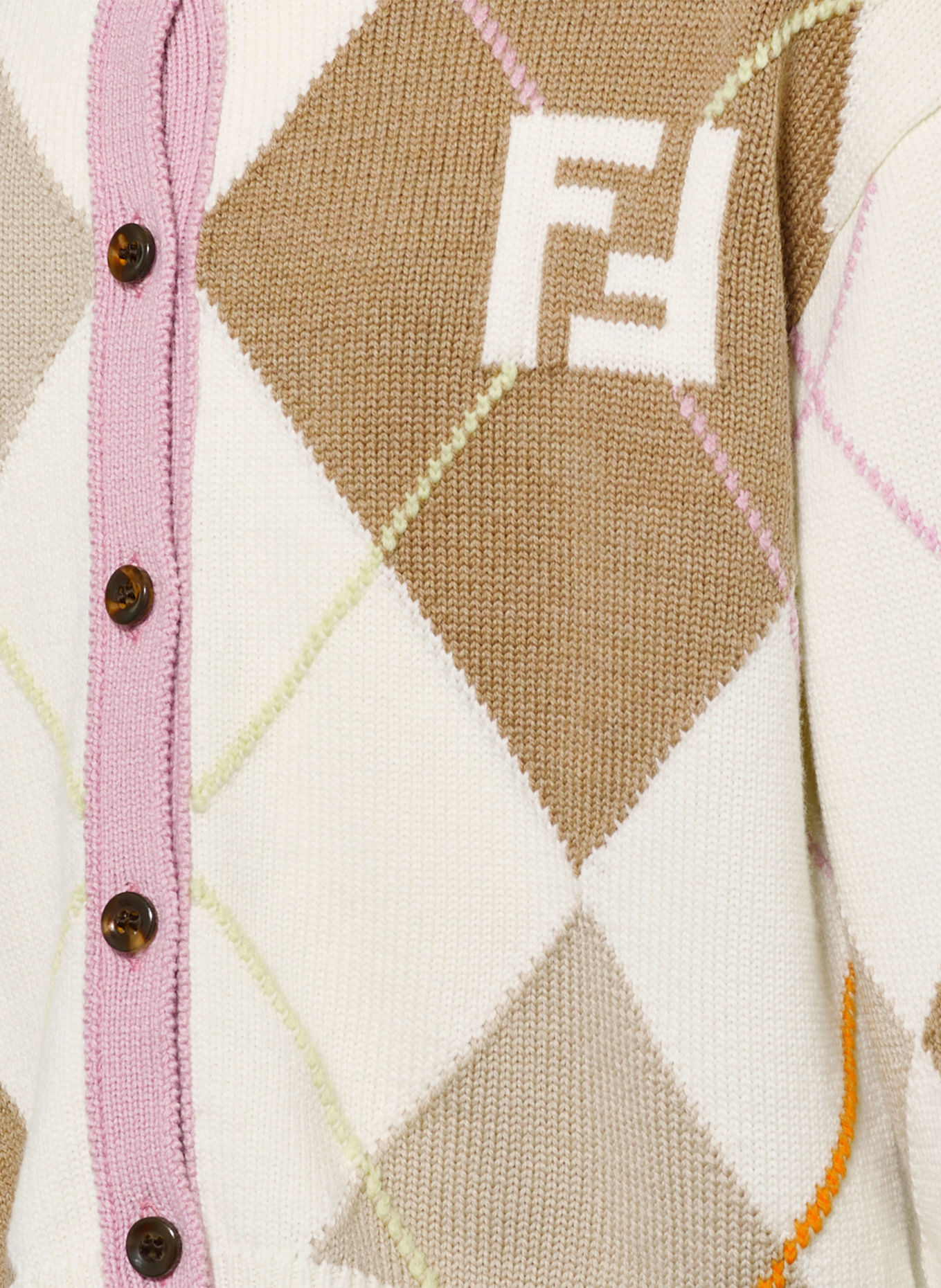 FENDI Strickjacke: CREME / HELLBRAUN / HELLLILA