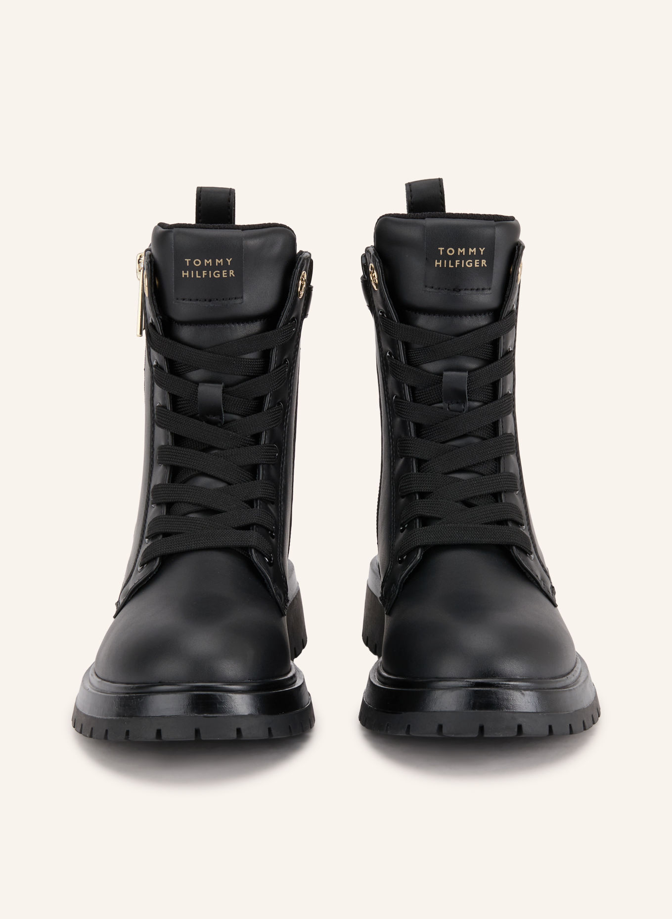 TOMMY HILFIGER Lace-up boots: BLACK / GOLD