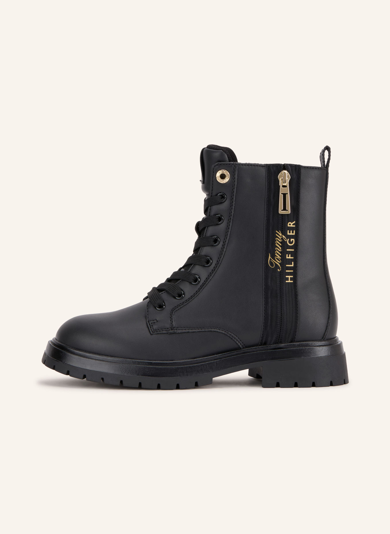 TOMMY HILFIGER Lace-up boots: BLACK / GOLD