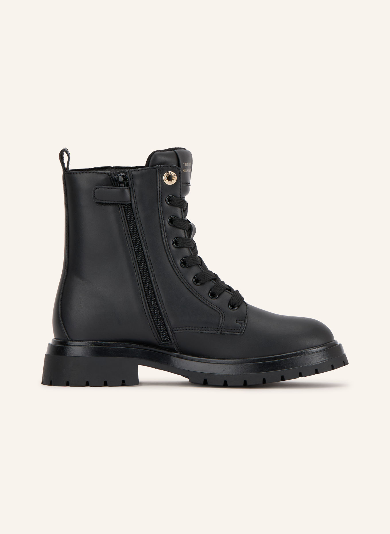 TOMMY HILFIGER Lace-up boots: BLACK / GOLD