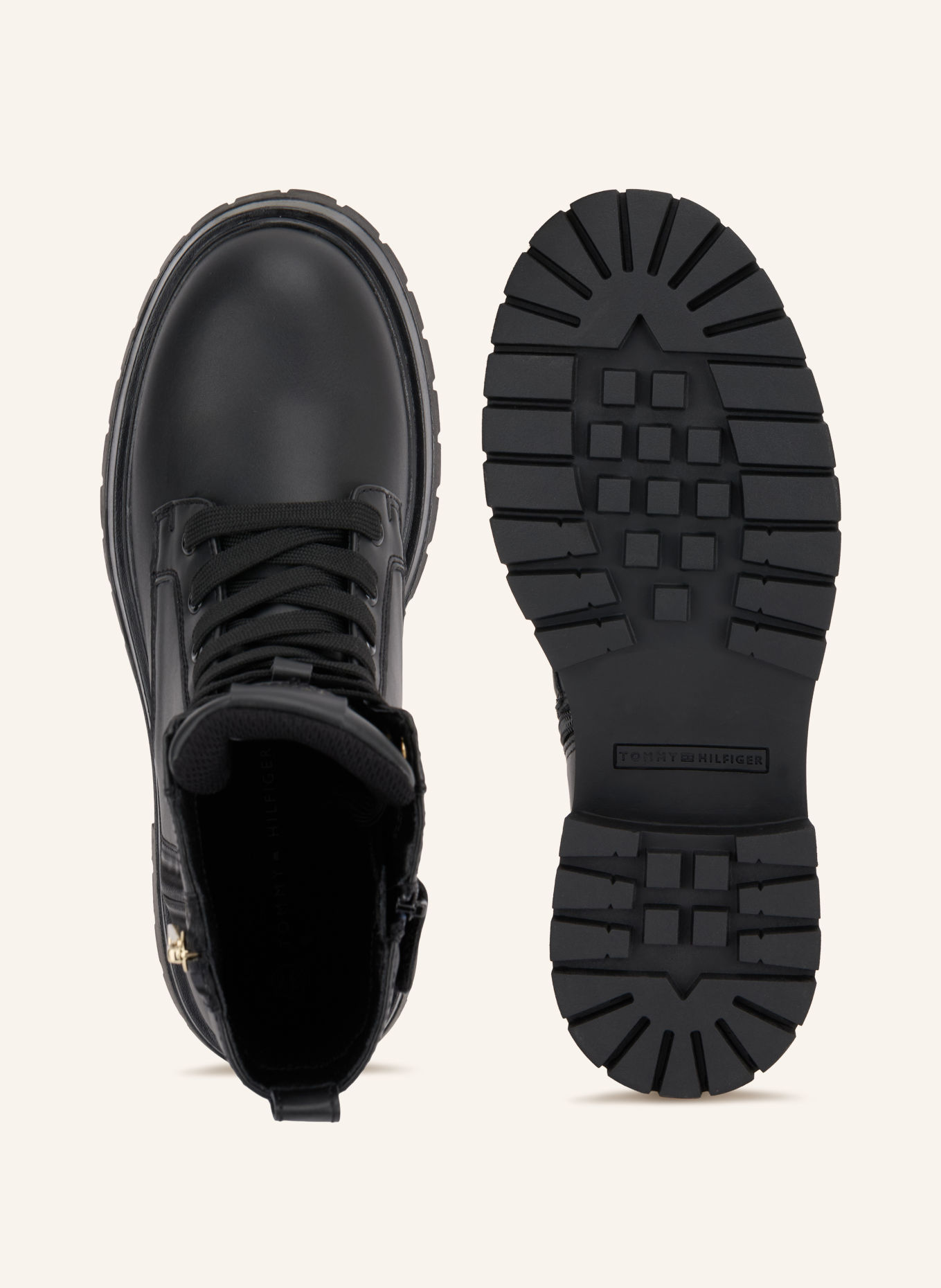 TOMMY HILFIGER Lace-up boots: BLACK / GOLD