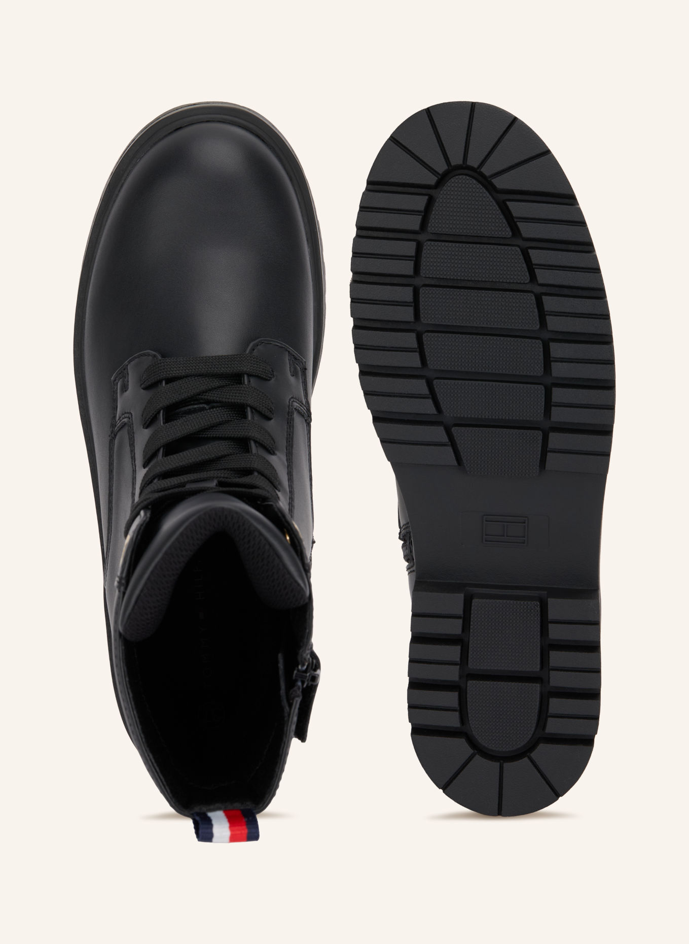 TOMMY HILFIGER Lace-up boots: BLACK / GOLD
