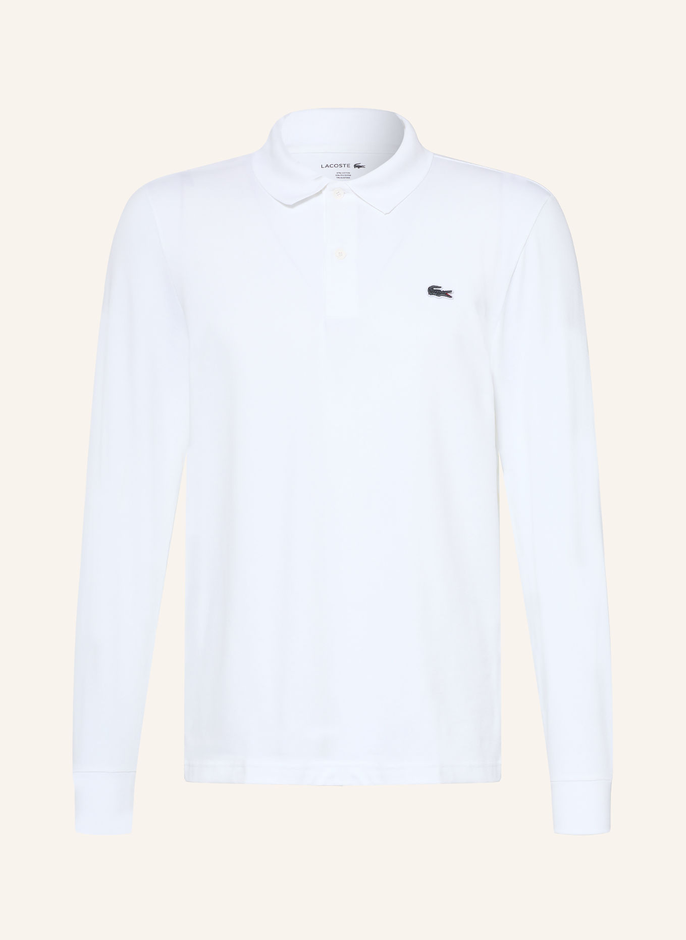 LACOSTE Strick-Poloshirt: WEISS / DUNKELGRÜN