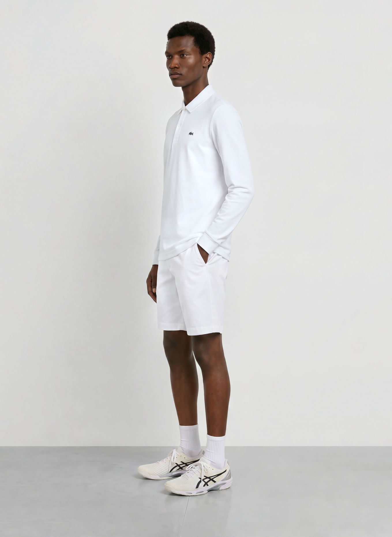 LACOSTE Strick-Poloshirt: WEISS / DUNKELGRÜN