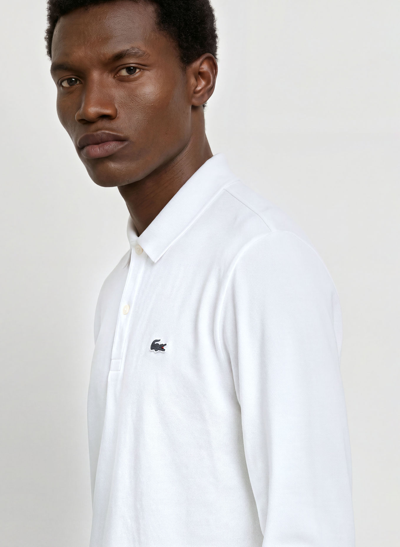 LACOSTE Strick-Poloshirt: WEISS / DUNKELGRÜN