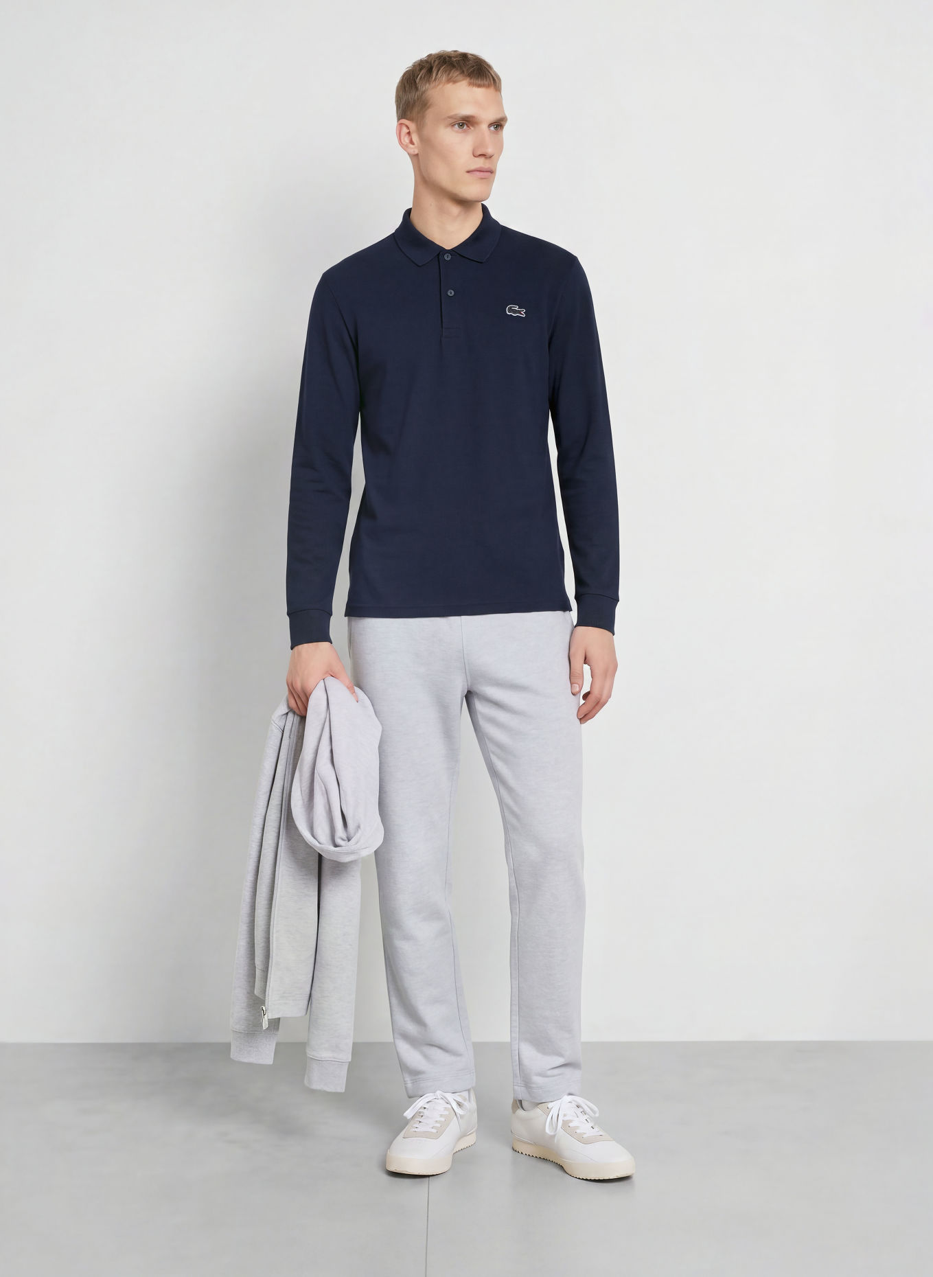 LACOSTE Gebreid poloshirt: DONKERBLAUW