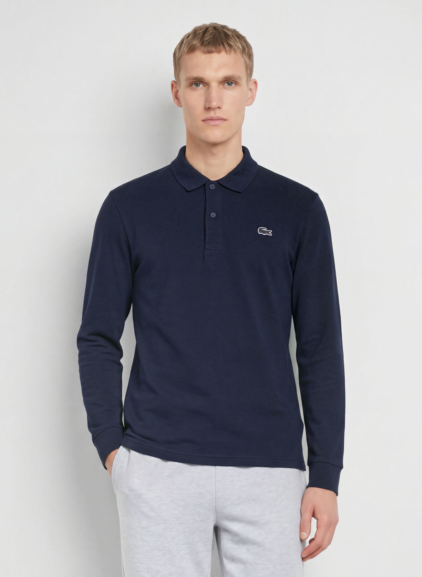 LACOSTE Gebreid poloshirt: DONKERBLAUW