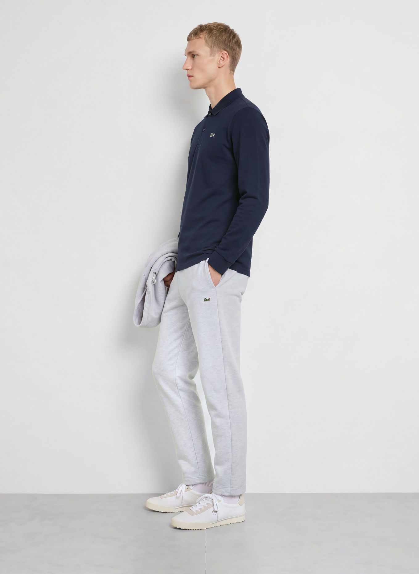 LACOSTE Gebreid poloshirt: DONKERBLAUW
